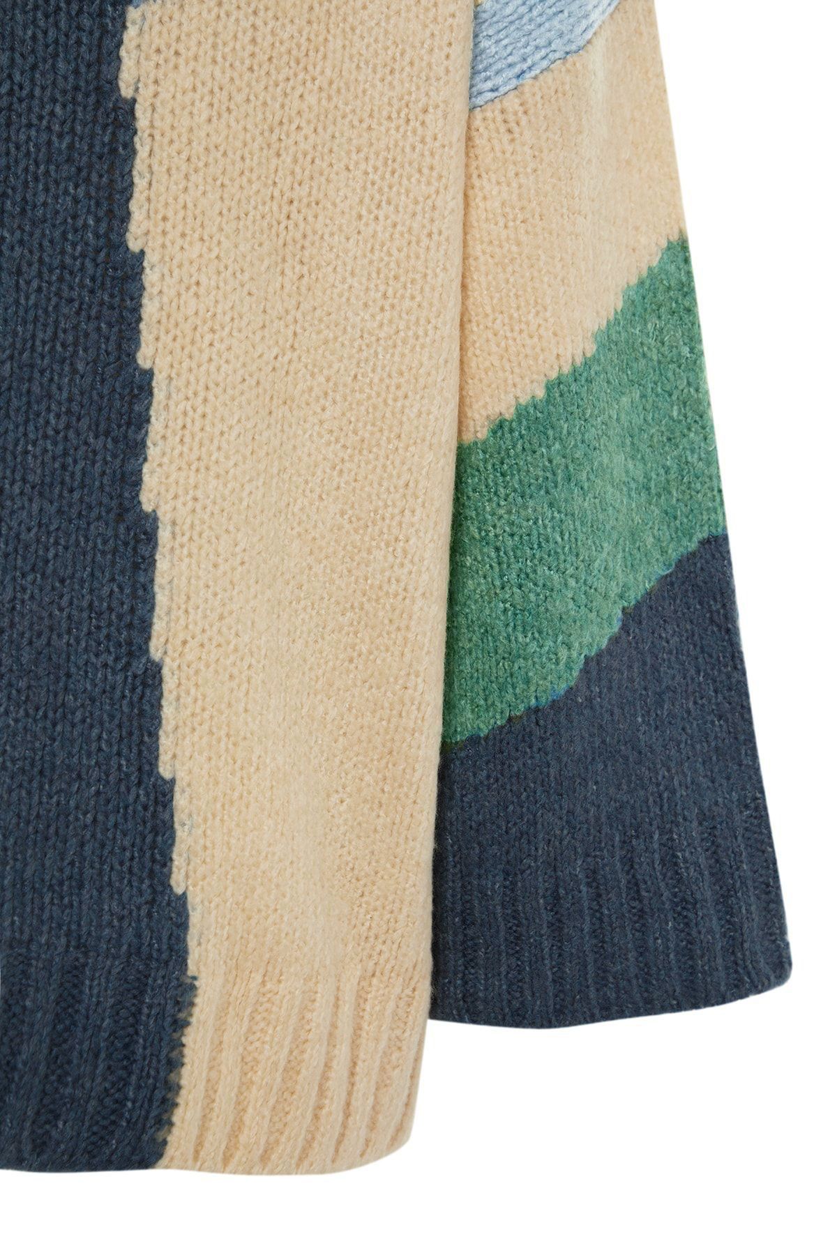 Trendyol Collection-Strickpullover, weit geschnitten mit weichem, strukturierten Color-Blocking-Muster, blau TWOAW20XS0047 7