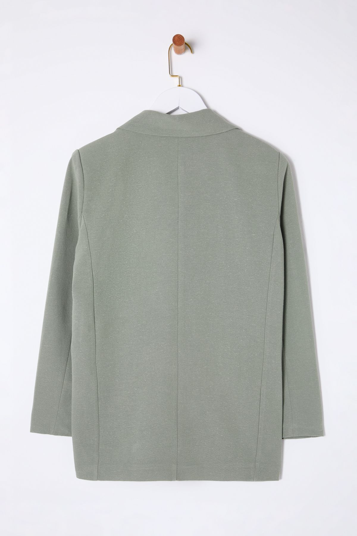 Trendyol Collection-Khaki plátěný vzhled Regular Fit Lining Woven Blazer Jacket TWOSS25BC00004 8