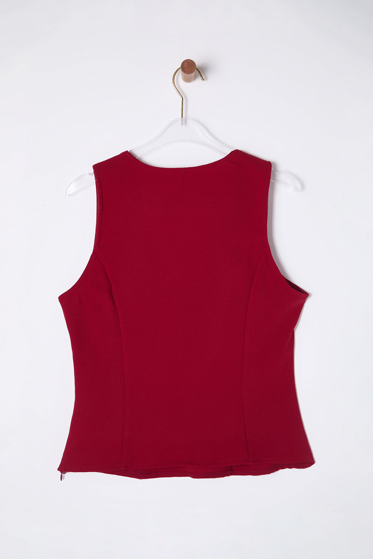 Trendyolmilla  Kırmızı V Yaka Slim Fit Dokuma Dokuma Bluz TWOSS25BZ00055 - Görsel 9