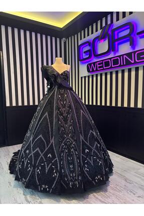 EKY GÖR SEV WEDDING DRESS 2025 YENİ SEZON SİYAH KABARIK NİŞANLIK