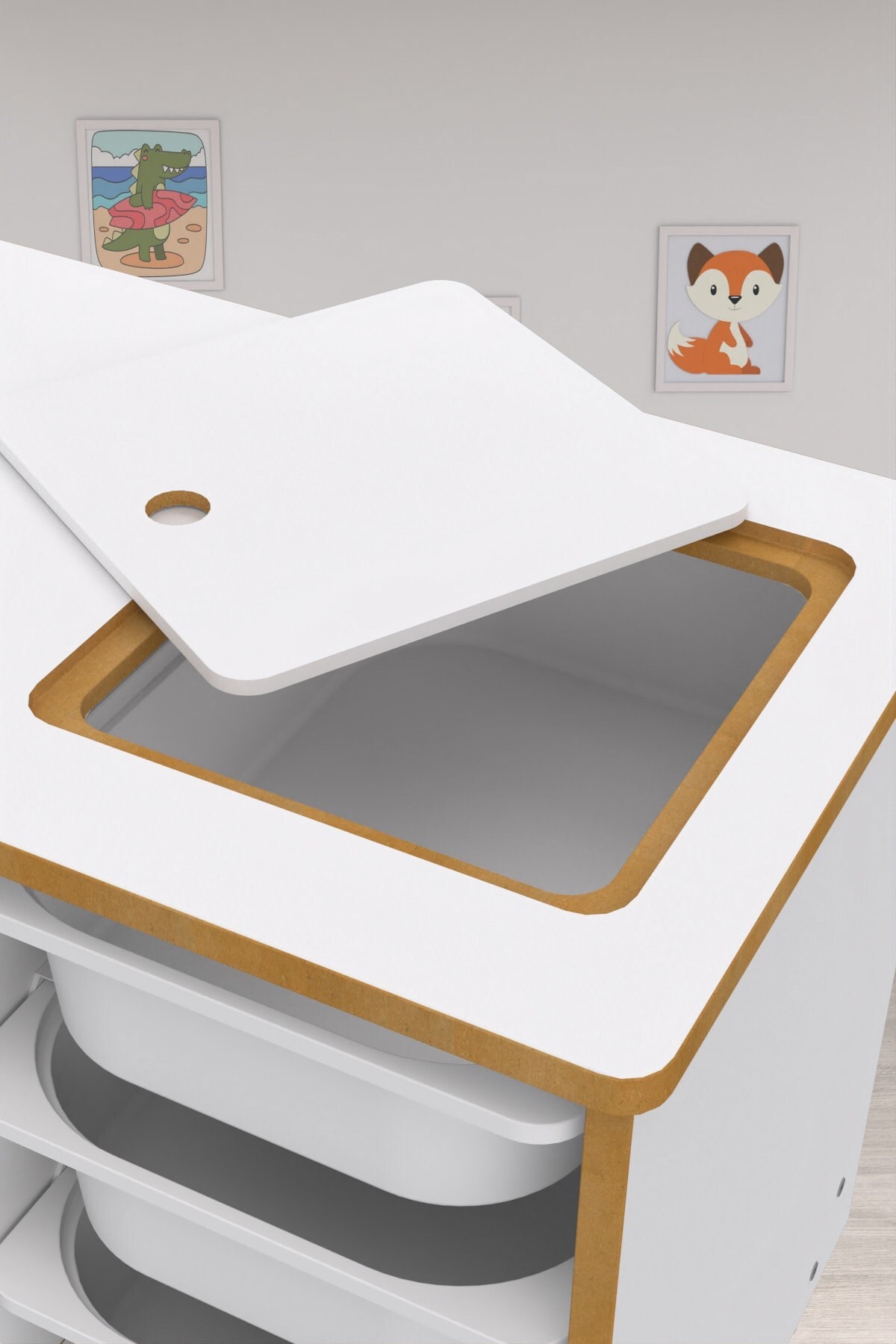 Pratico Soho - Çocuk Çalışma Masası Oyun Ve Etkinlik Masası Beyaz Sepetli fotoğrafı 3 (önizleme)