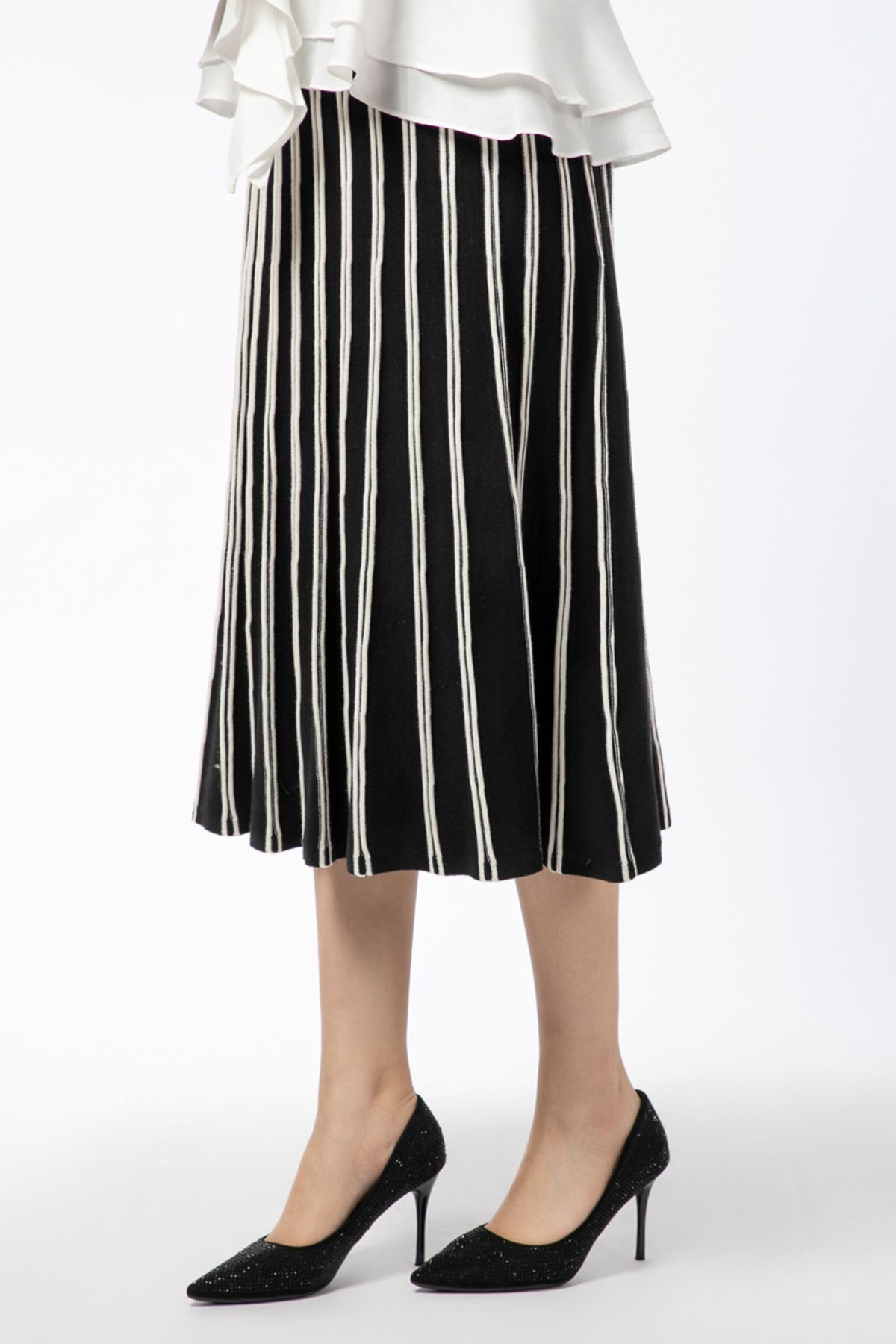 RİNA-ModernMinimalist Midi Skirt_XL_Black 2