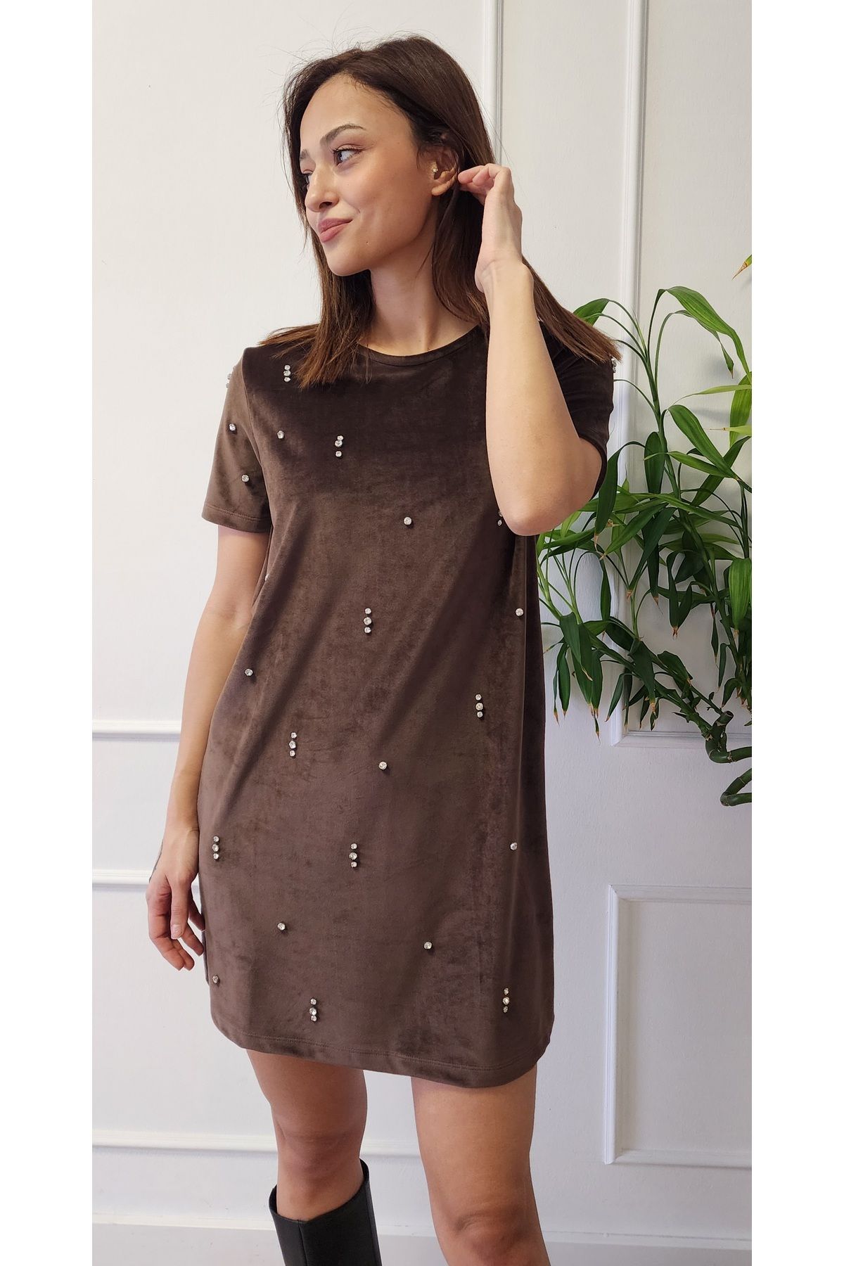 Nisan-Rhinestone Velvet Dress N25-2000 6