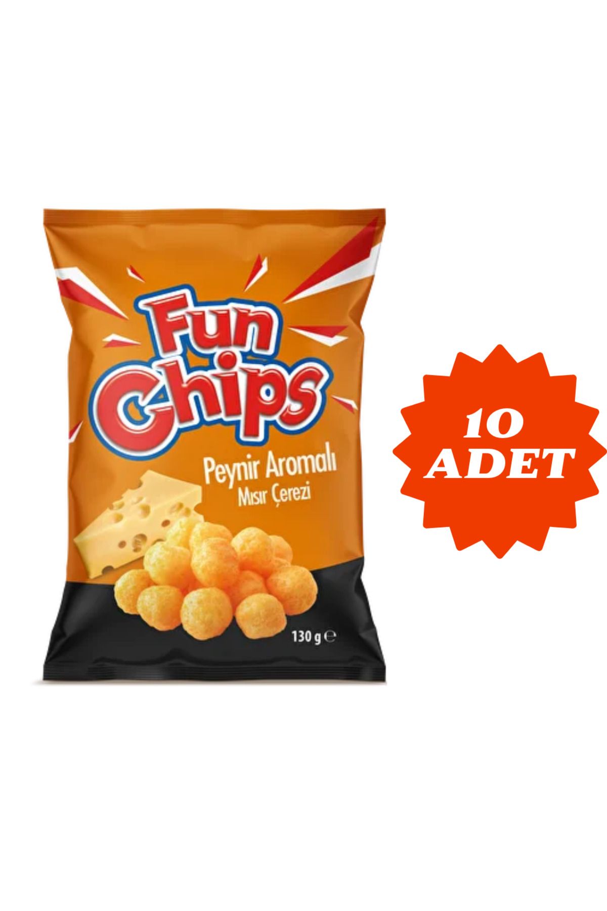 elmasgrup FUN CHİPS MISIR ÇEREZİ PEYNİRLİ 130 GR 10 ADET