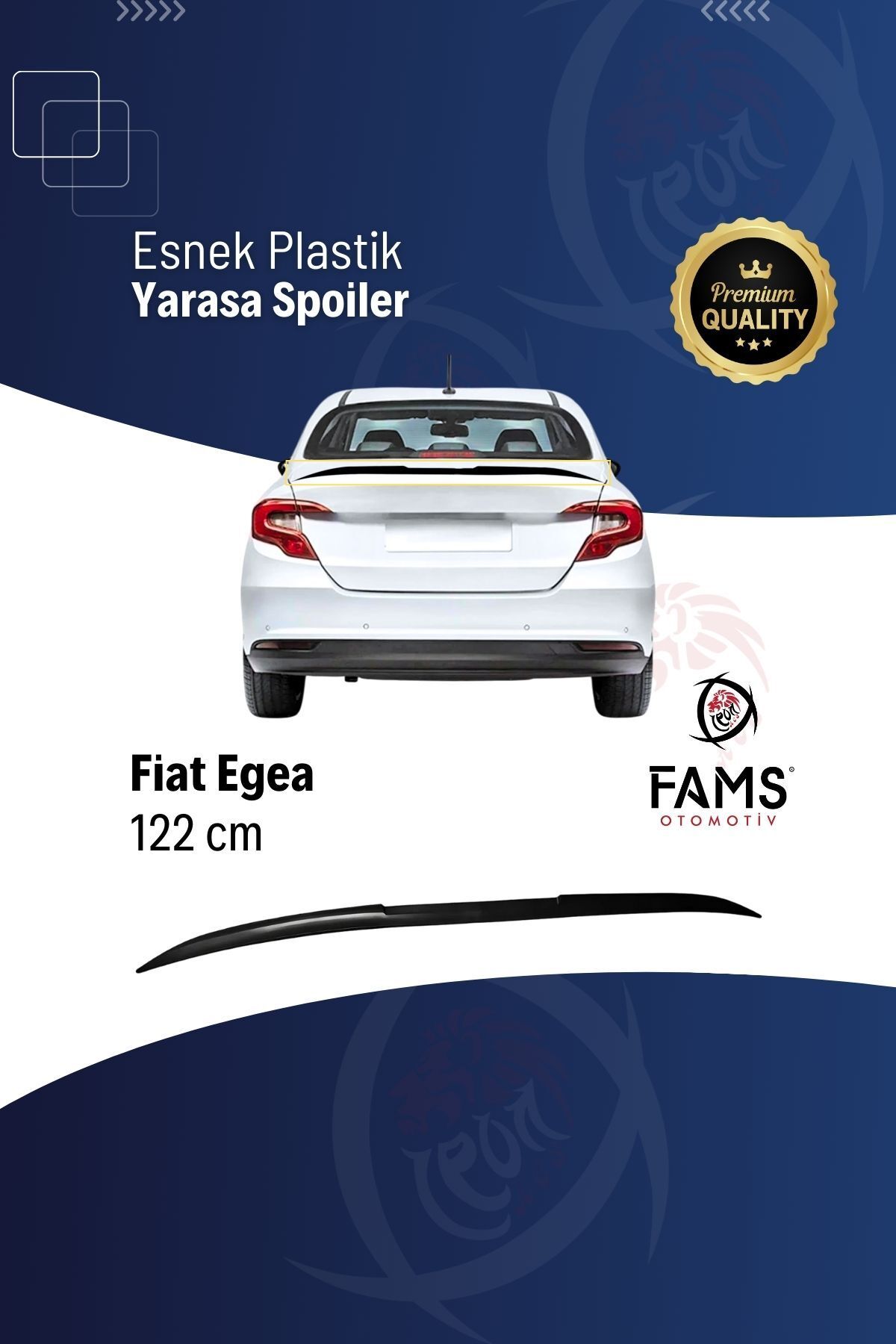 Leonacs Fams Otomotiv Fiat Egea Yarasa Spoiler Esnek Plastik 122 cm Siyah