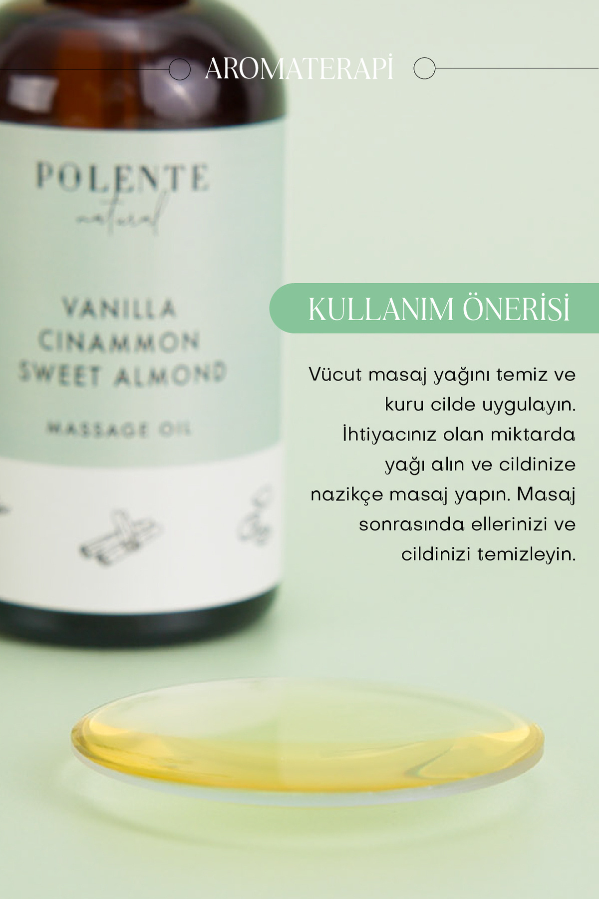 Tarçın & Vanilya Enerji Verici Masaj Yağı (100 ML) — Enerji Verici, Nemlendirici — تصویر 5 از 5