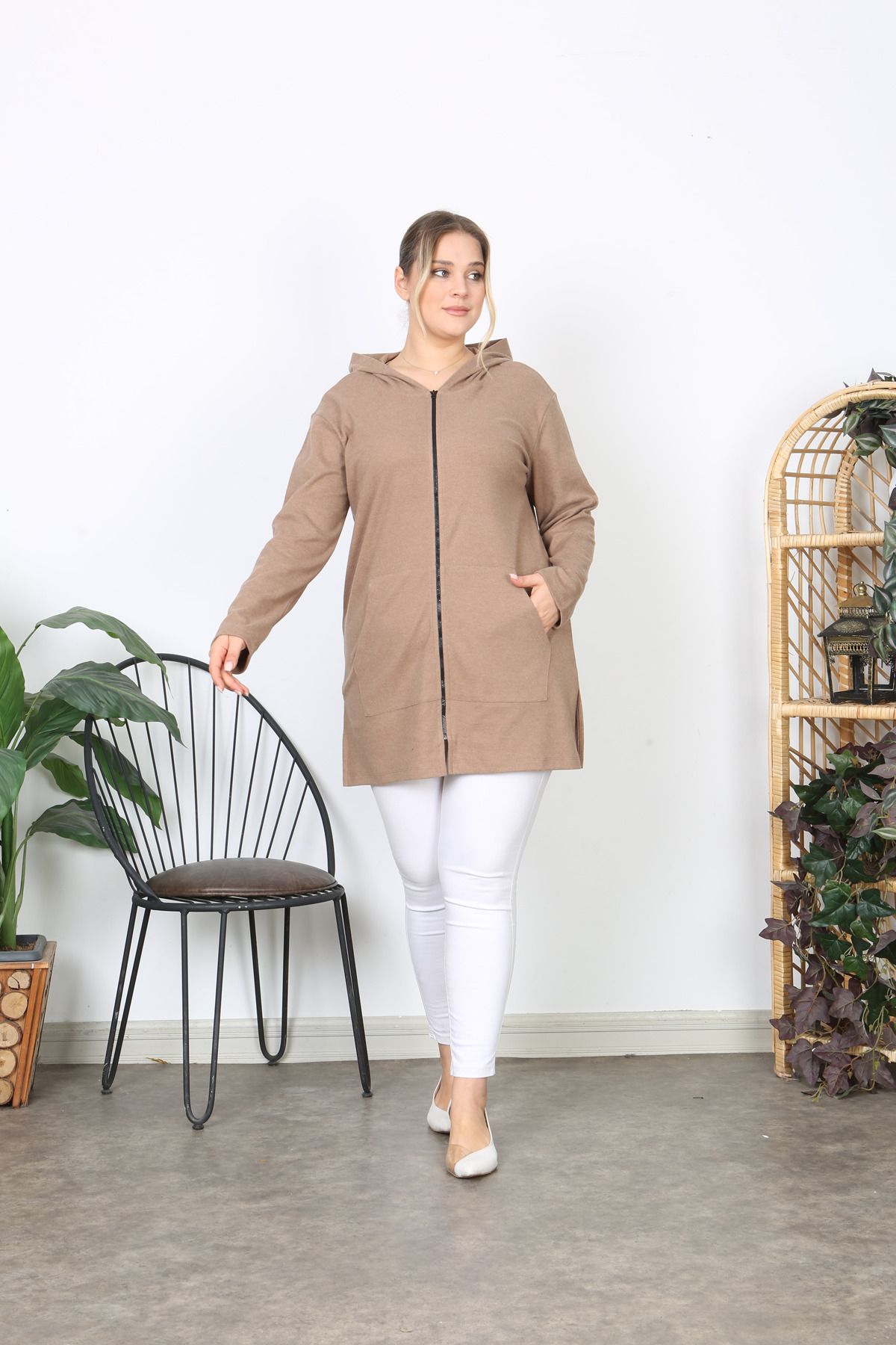 ESPİNA-Plus Size Soft Quality Tunic with Pockets and Zipper 2