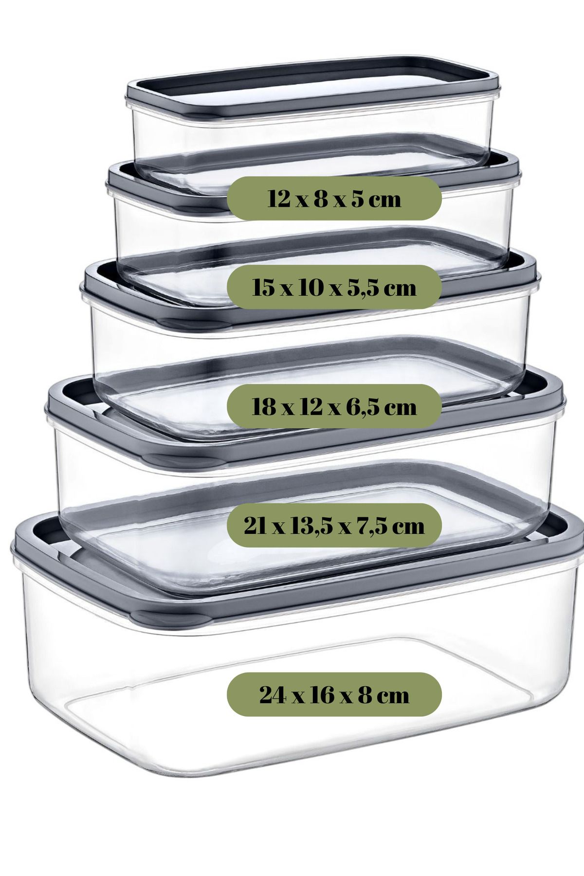 Flash Bazaar-Trendy 5-Piece Storage Set - Rectangular & Clear Refrigerator Organizer 5