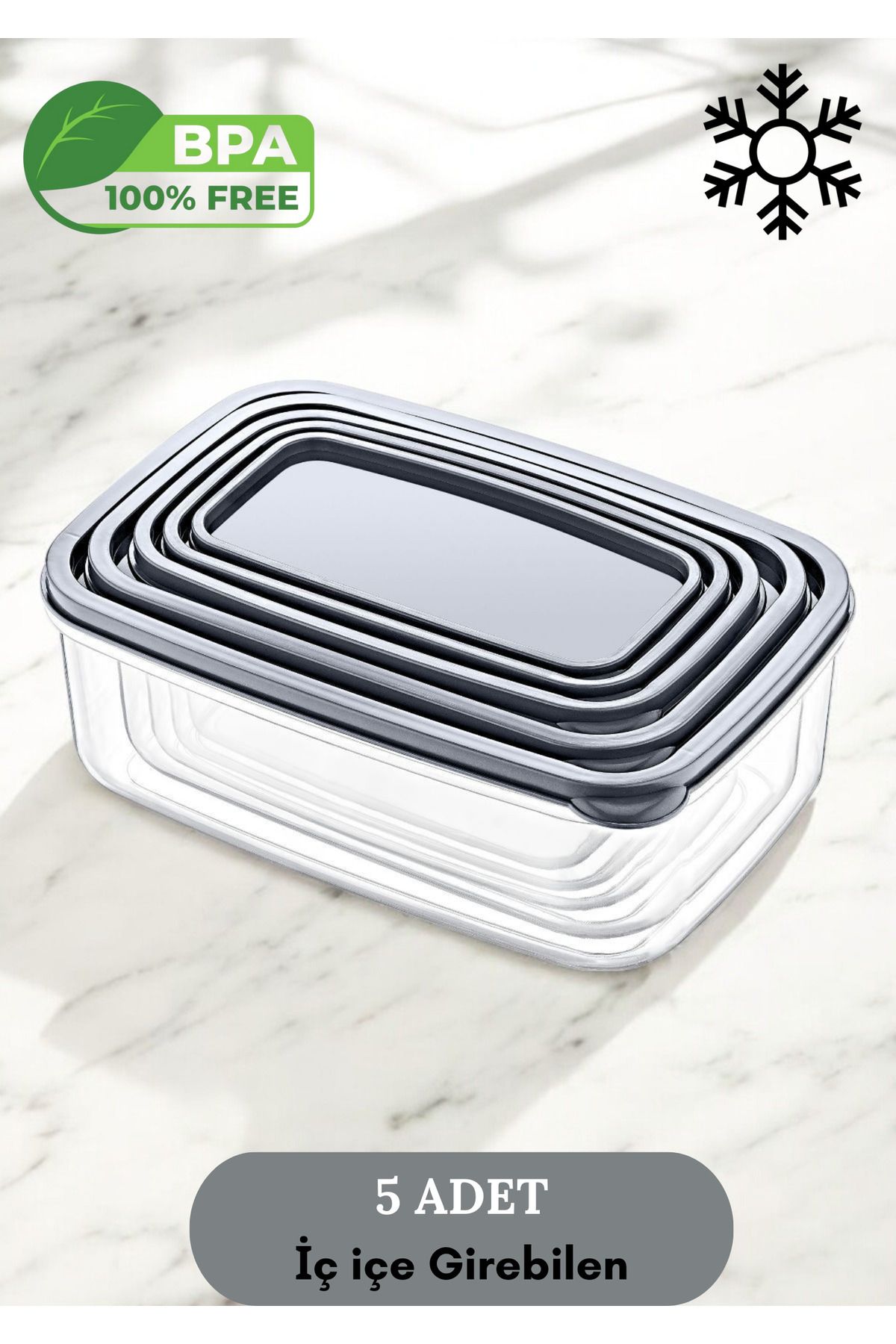 Flash Bazaar-Trendy 5-Piece Storage Set - Rectangular & Clear Refrigerator Organizer 3