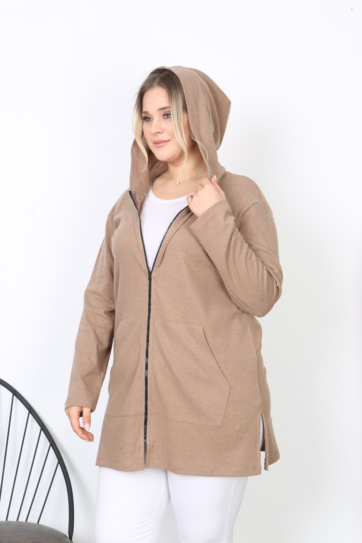 ESPİNA-Plus Size Soft Quality Tunic with Pockets and Zipper 4