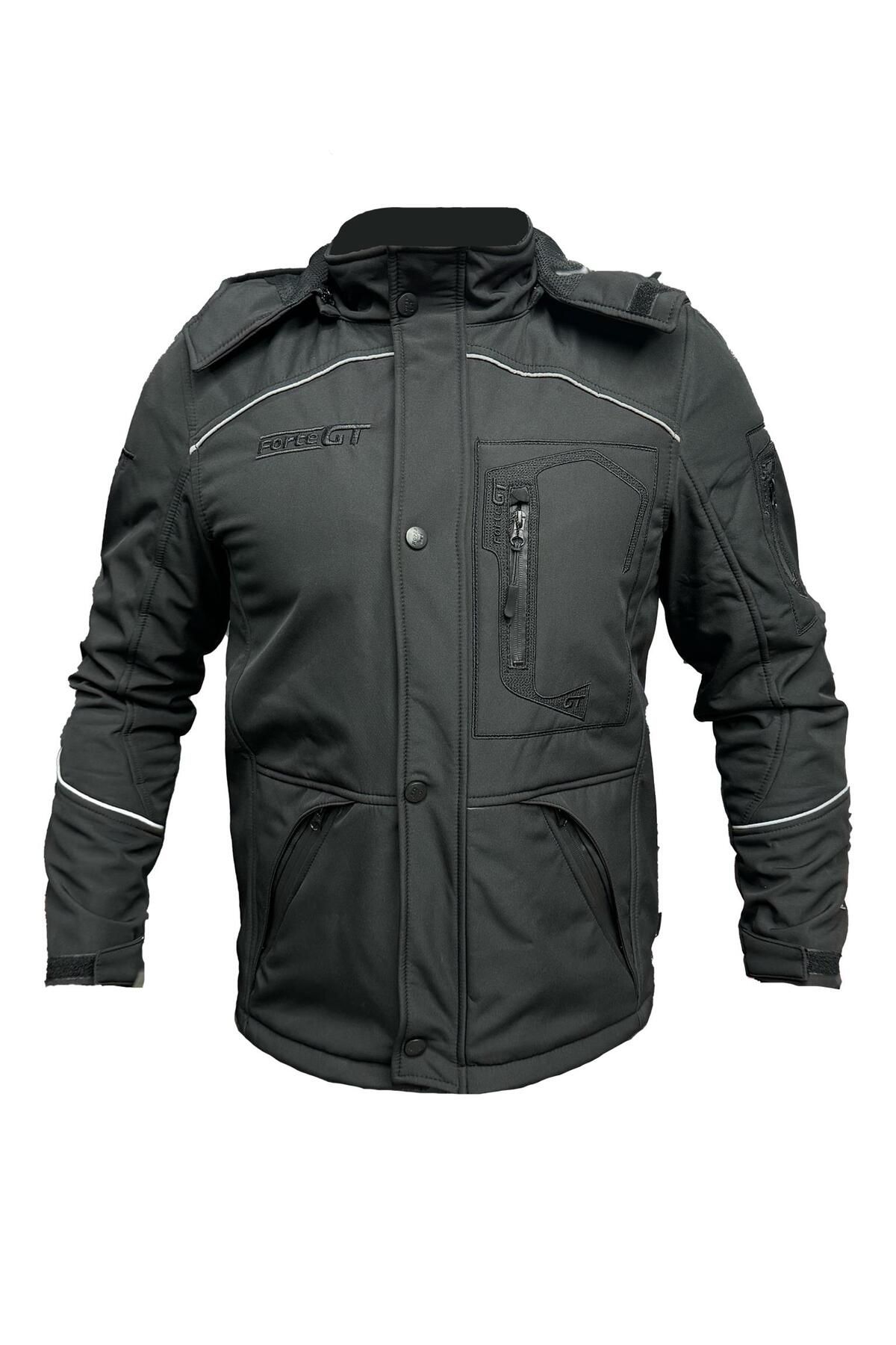 motosergen Forte Gt 1084 Babil Full Koruma 4 Mevsim Kışlık Softshell Motosiklet Montu S Beden Siyah