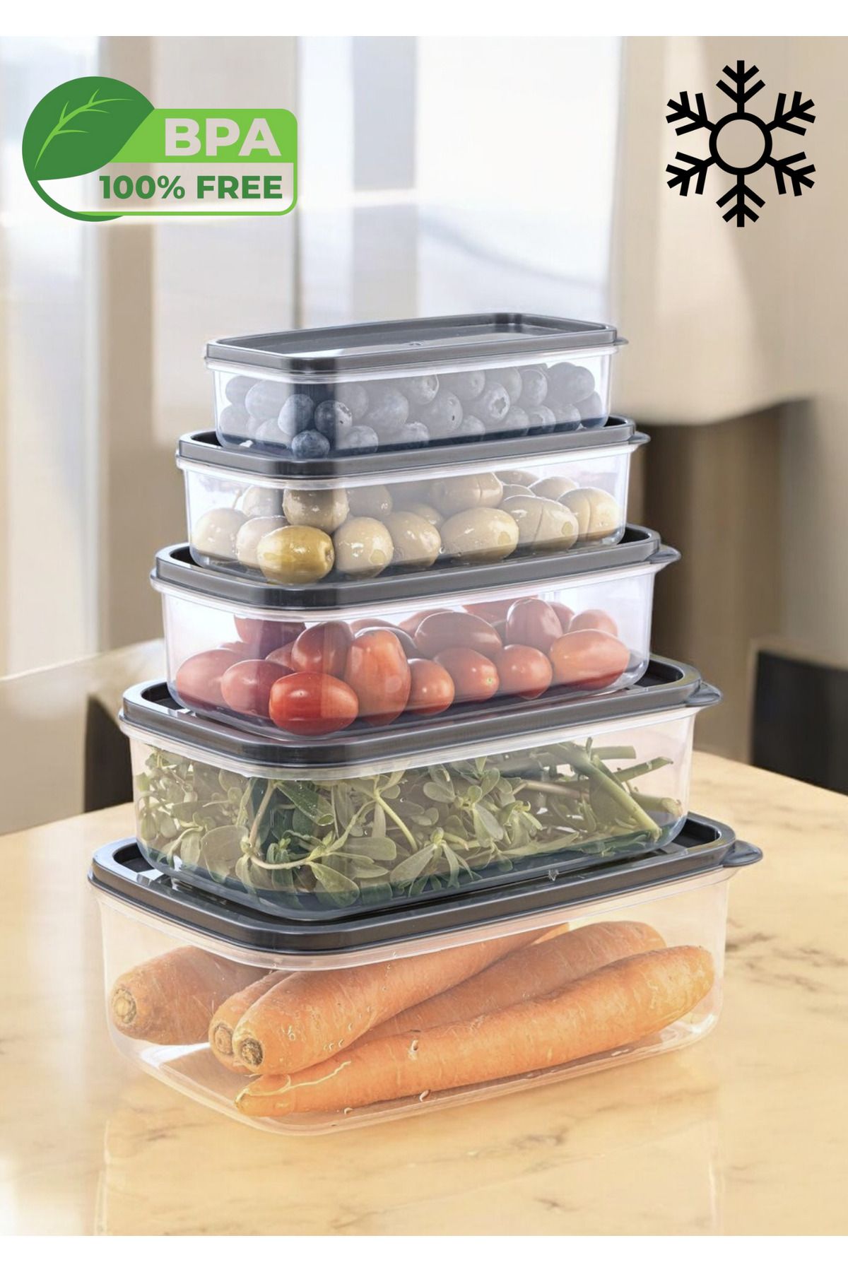 Flash Bazaar-Trendy 5-Piece Storage Set - Rectangular & Clear Refrigerator Organizer 2