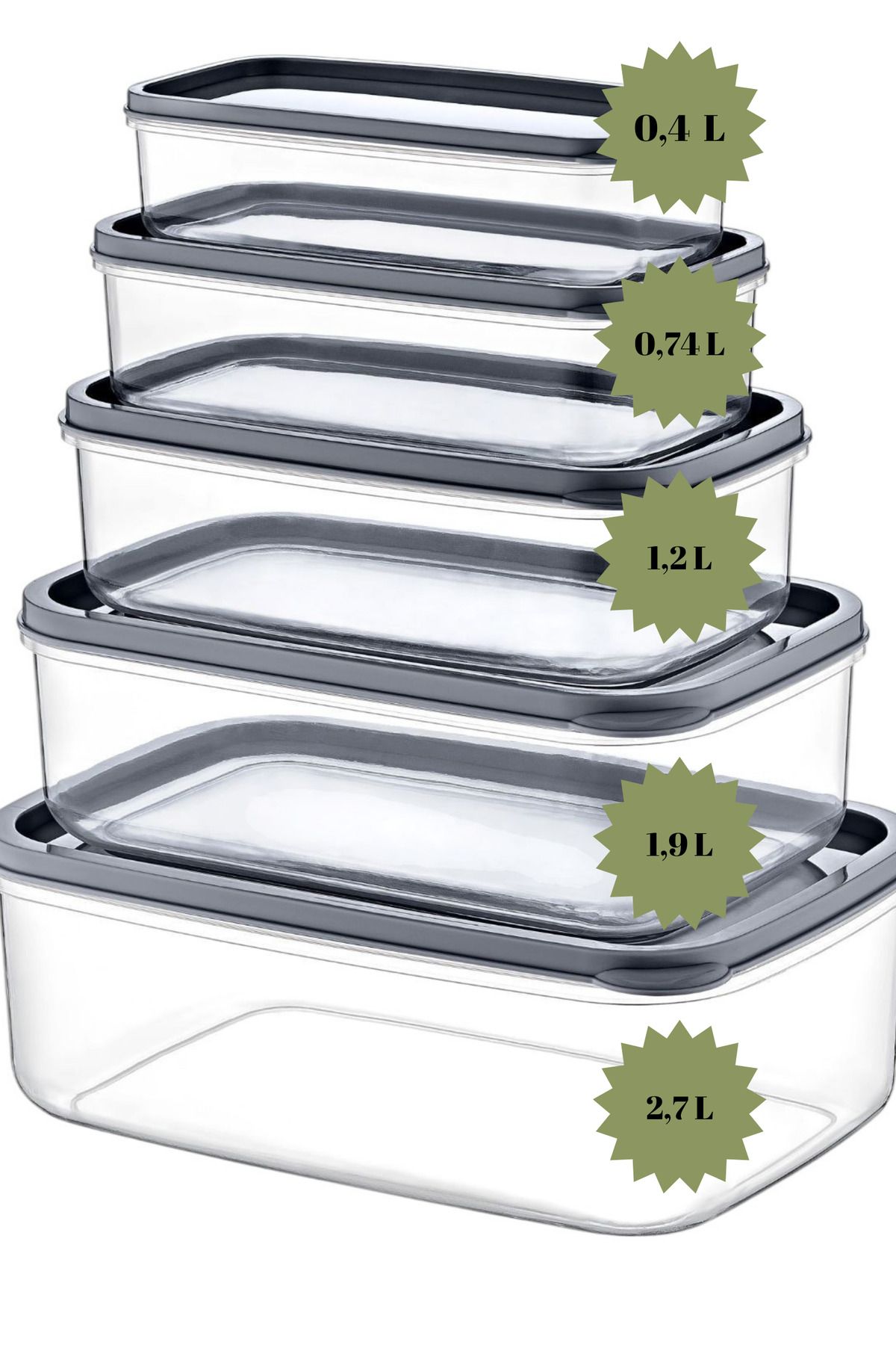 Flash Bazaar-Trendy 5-Piece Storage Set - Rectangular & Clear Refrigerator Organizer 4