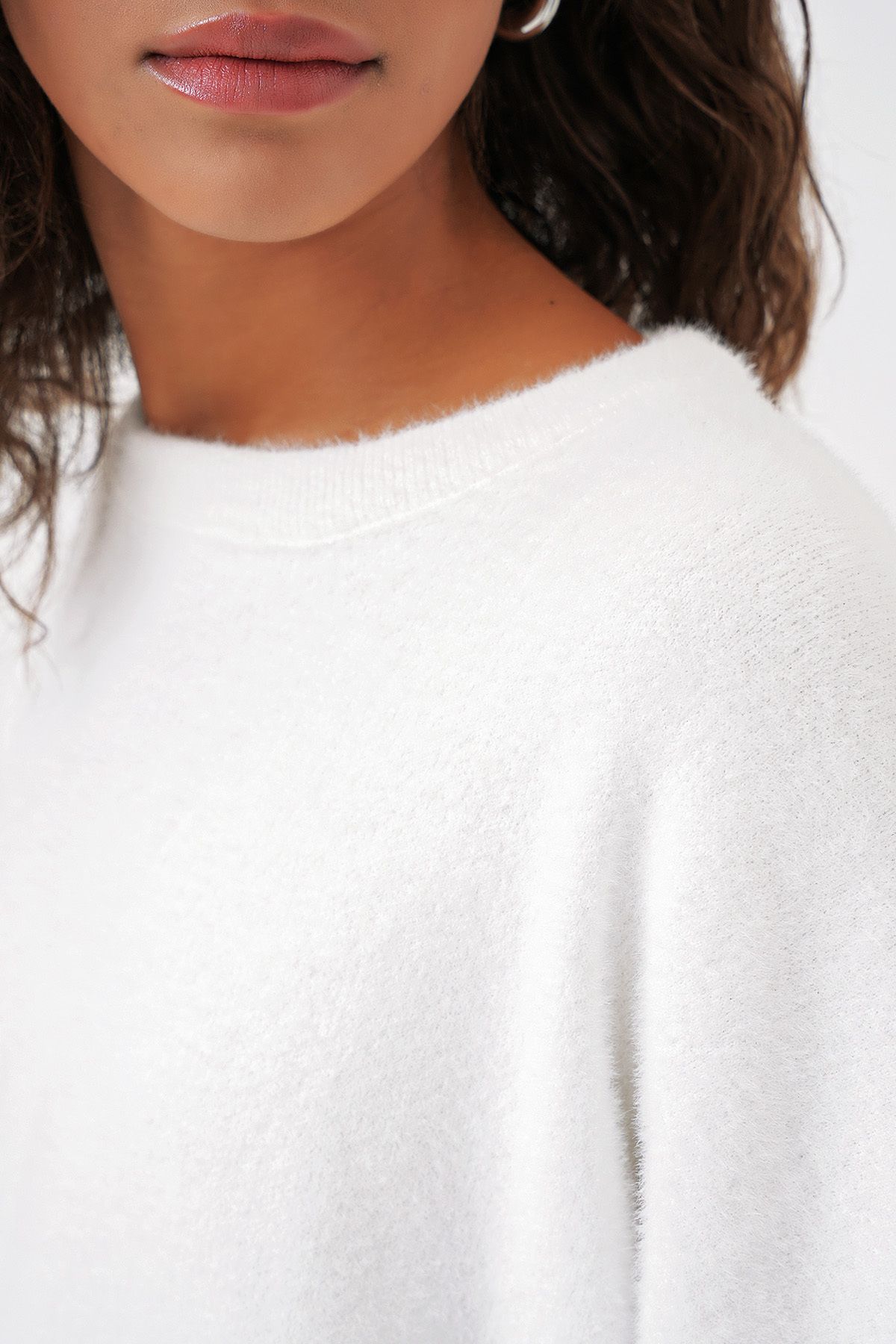 Bigdart-15915 Weich strukturierter Strickpullover – Weiß 5
