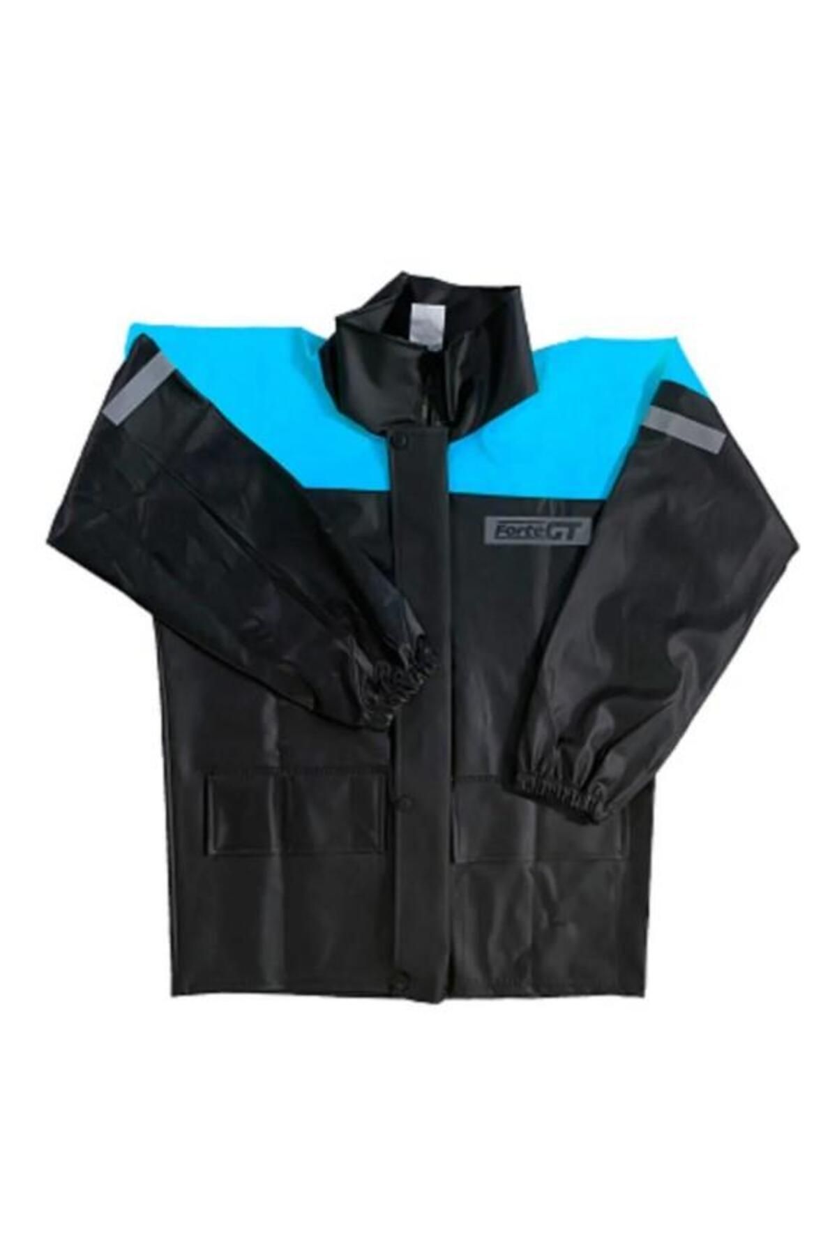 motosergen Forte Gt 1134 Motosiklet PVC Yağmurluk Cepli Alt Üst Takım S Beden Turkuaz