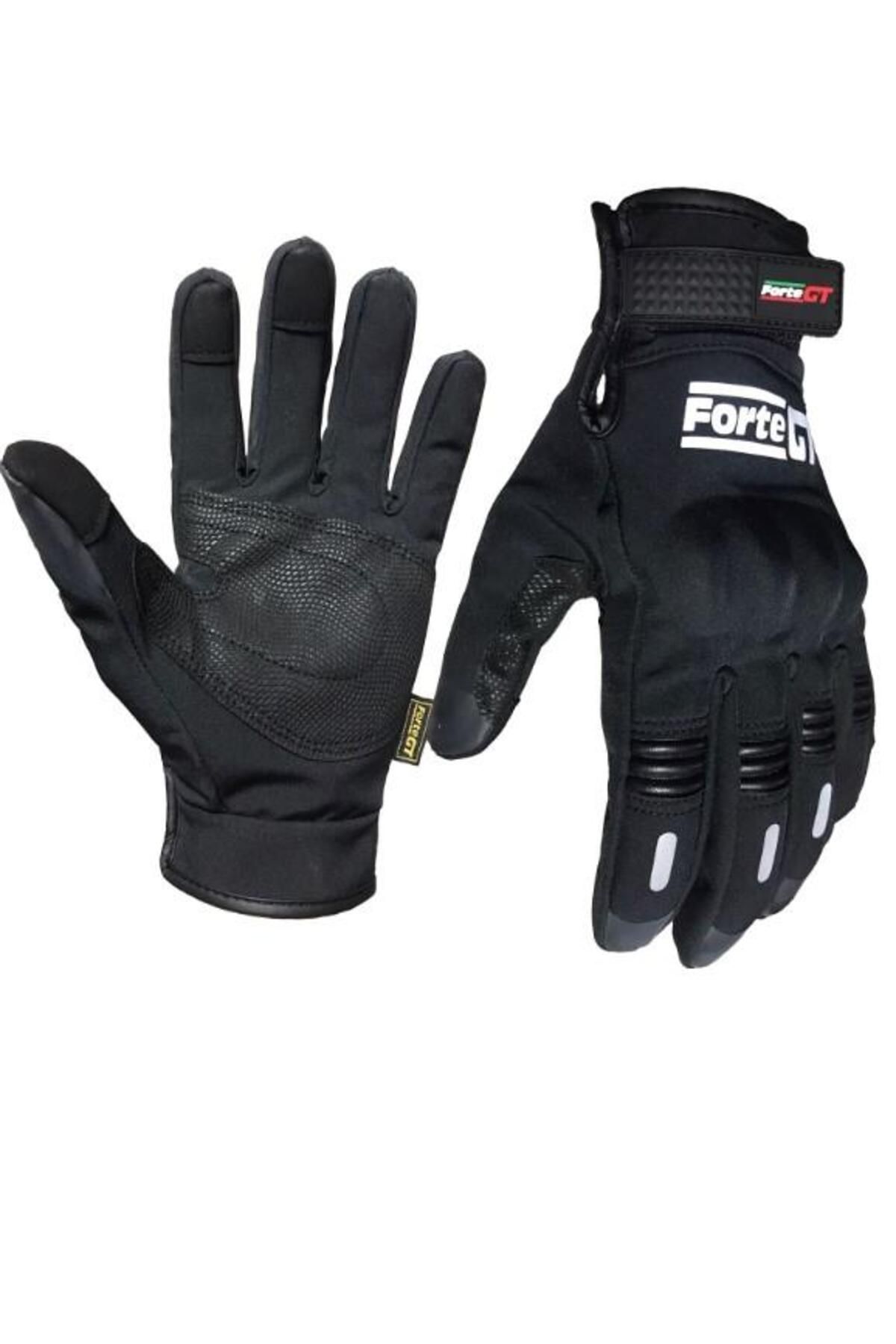 motosergen Forte Gt 07 Su Geçirmez Reflektif Softshel Motosiklet Eldiveni Siyah 2xl Beden