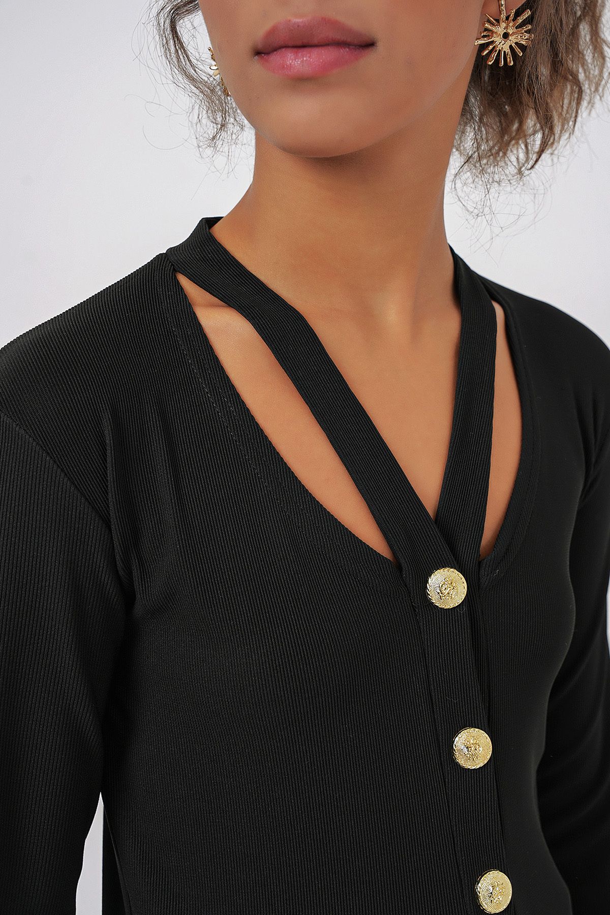 Bigdart-924 Buttoned Basic Knitwear Cardigan - Black 5