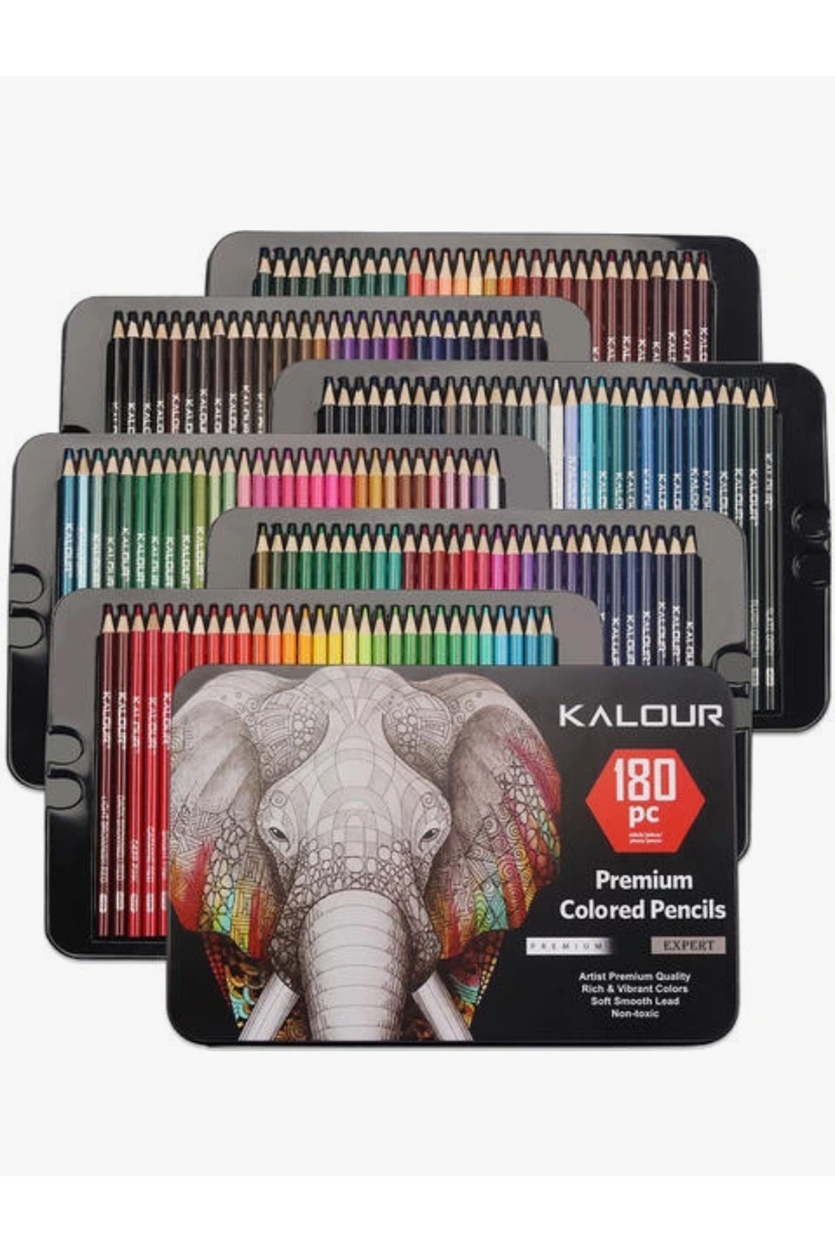 UYGUN ELEKTRONİK boya seti 180 Renkli Kalem, Yumuşak Çekirdekli Boyama Kalem Seti, Profesyonel kuru boya kalemi