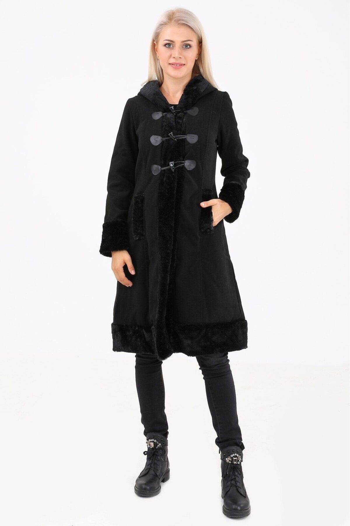 Toridas-Cashmere Fur Detailed Women's Coat 7