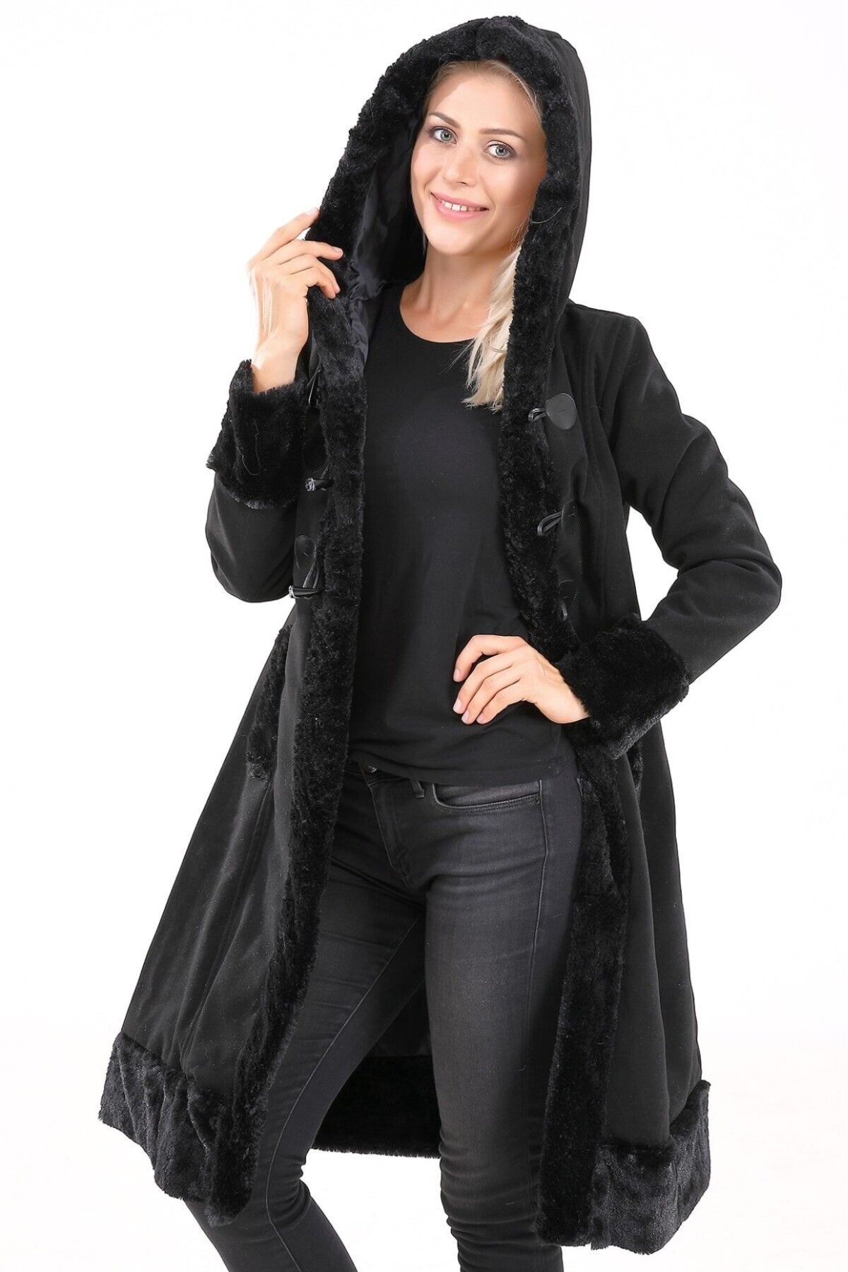 Toridas-Cashmere Fur Detailed Women's Coat 2