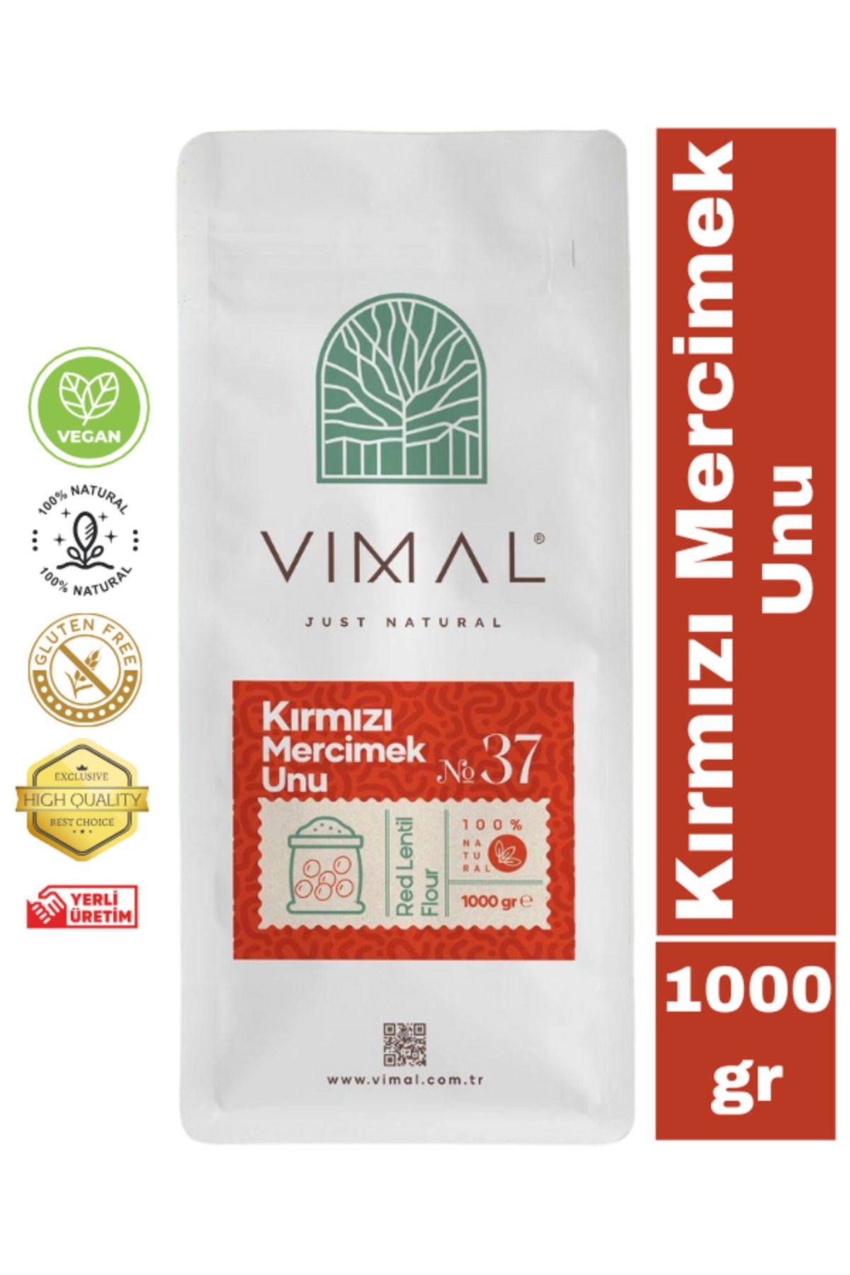 VIMAL Kırmızı Mercimek Unu Red Lentil Flour glutensiz 1000 g