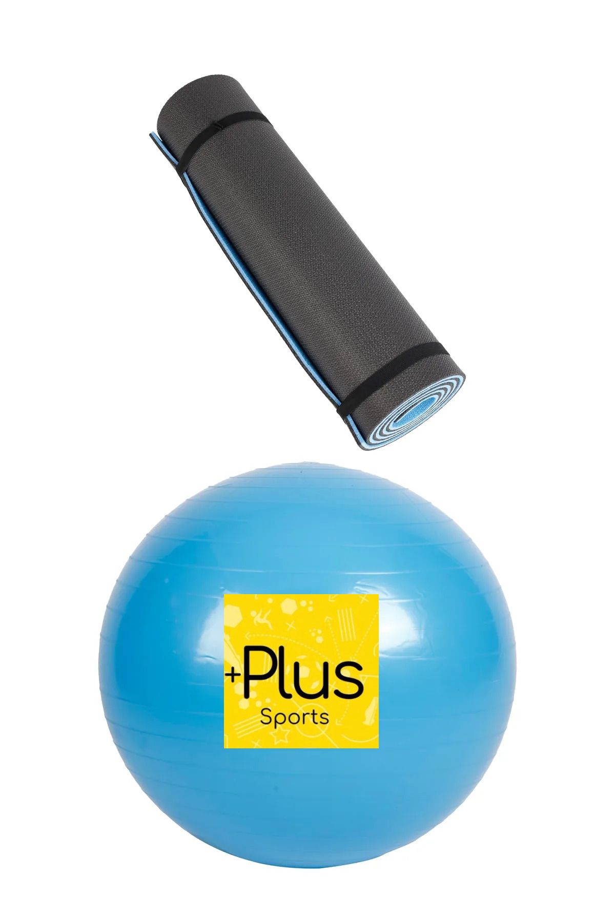 PLUSSPORT PİLATES TOPU 65 CM VE PİLATES MİNDERİ 10 MM ( ŞİŞİRME POMPASI HEDİYELİ)