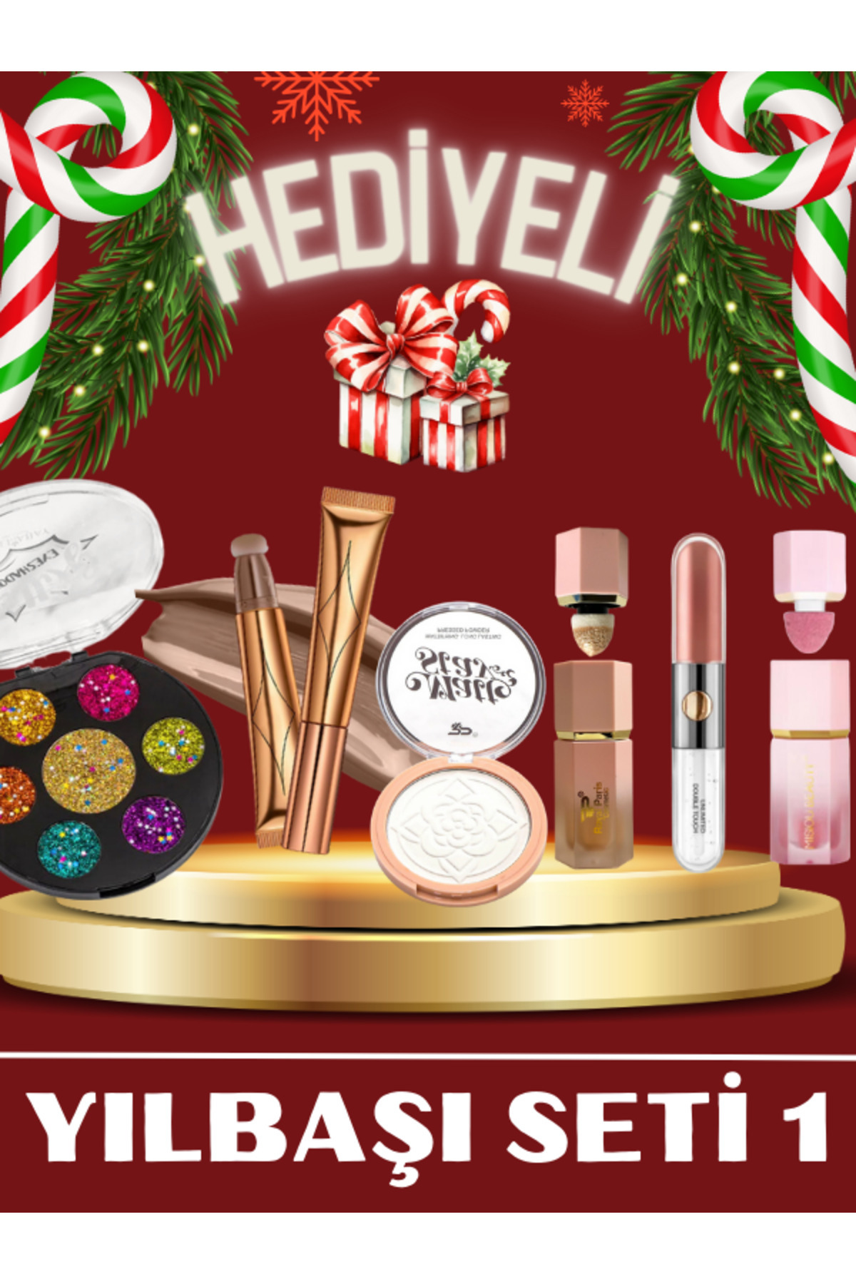 NUNUKO Yılbaşına Özel 6 Parça Makyaj Seti - Yeni Yıl Hediye Paketi Makyaj Seti
