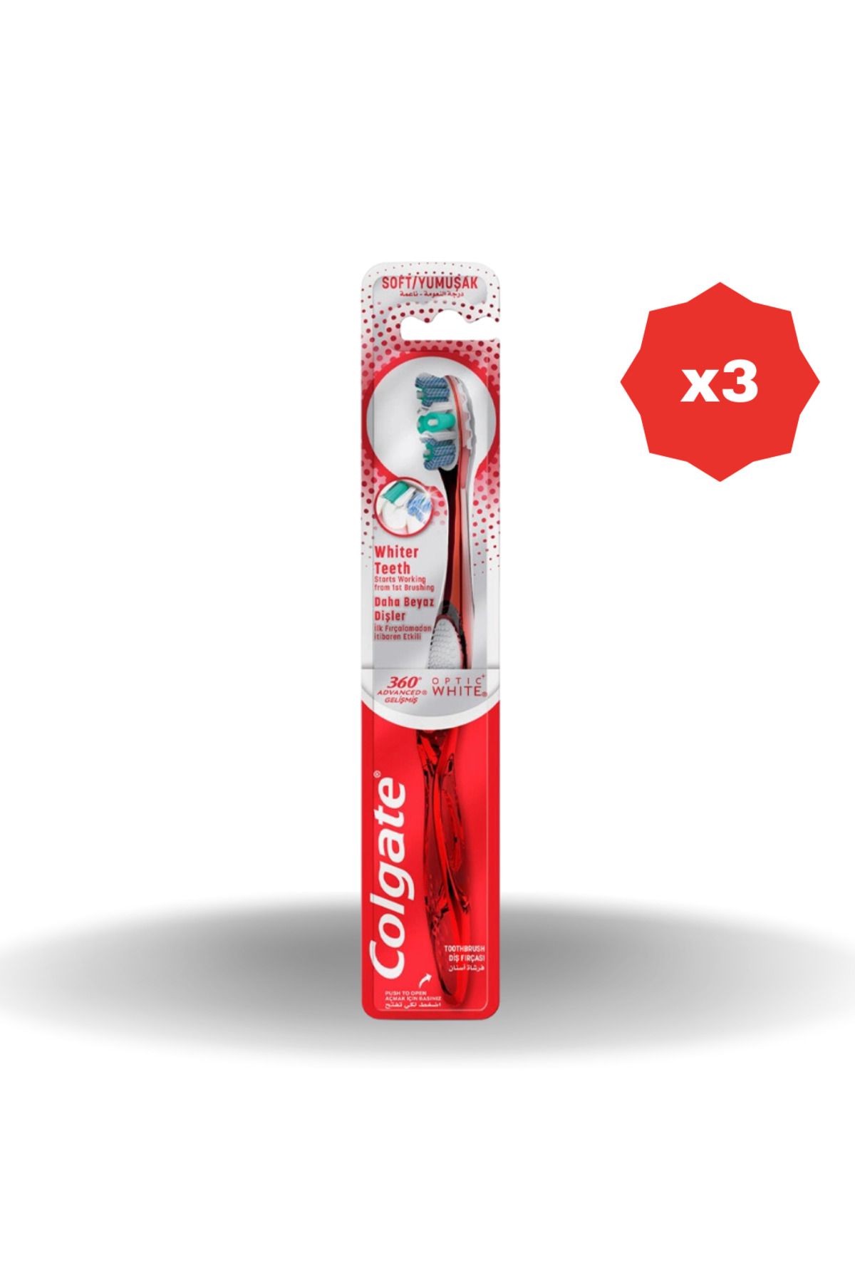 Colgate 360 ADVANCED SİNGLE OPTİC WHİTE DİŞ FIRÇASI - (3 ADET)