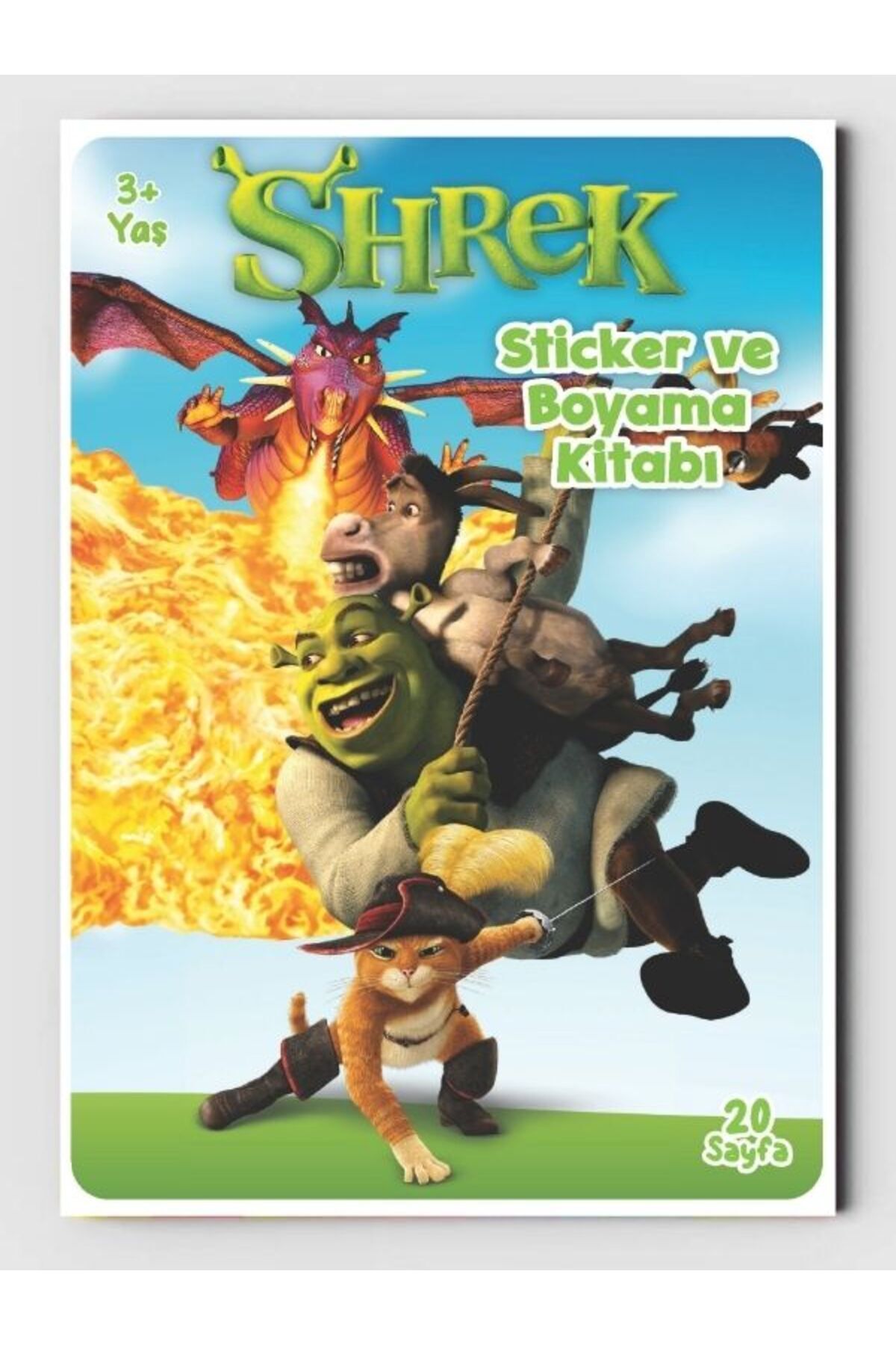 ZNC Shrek (Şrek)  Boyama Kitabı (20 Tam Sayfa), (Sticker Hediyeli)