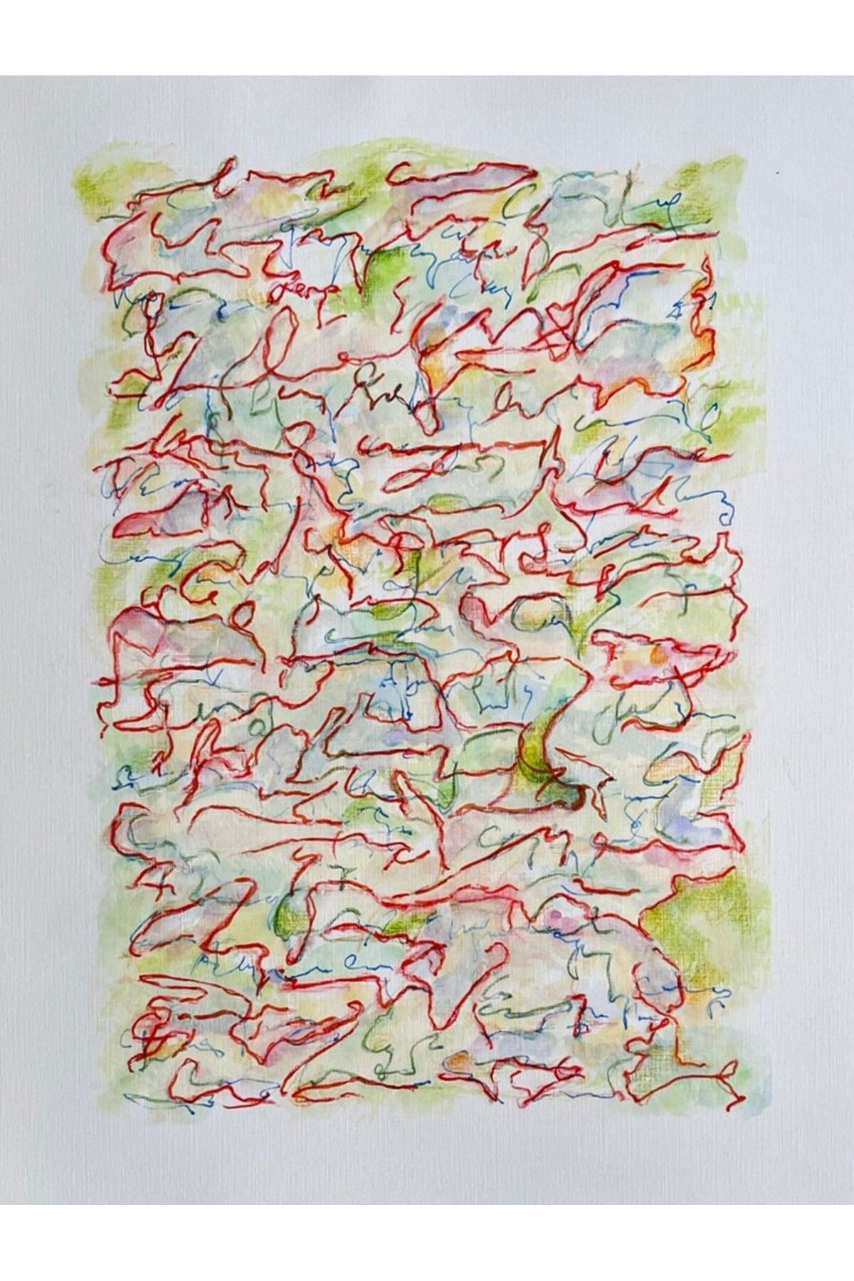 artoloji Gözde Aydın - Asemic 2.18 - 2024 - Kağıt üzerine karışık teknik - 21x28 cm