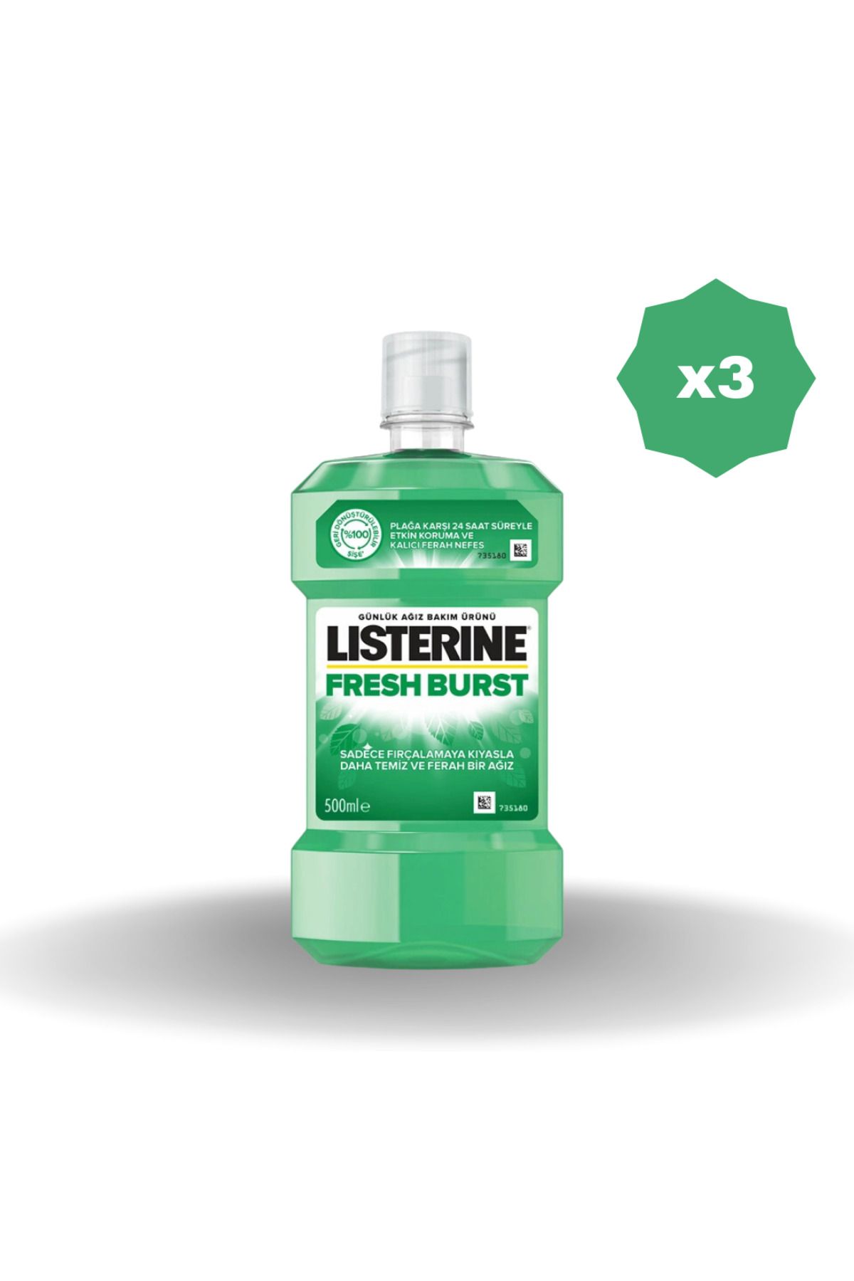 Listerine LİSTERİNE AĞIZ GARGARASI 500 ML NANE BURST - (3 ADET)