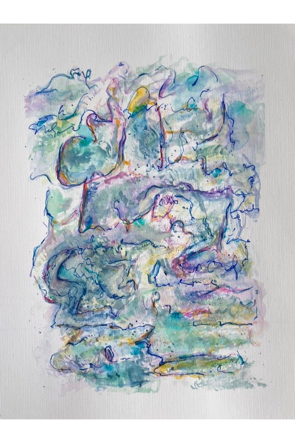 artoloji Gözde Aydın - Asemic 2.12 - 2024 - Kağıt üzerine karışık teknik - 21x28 cm