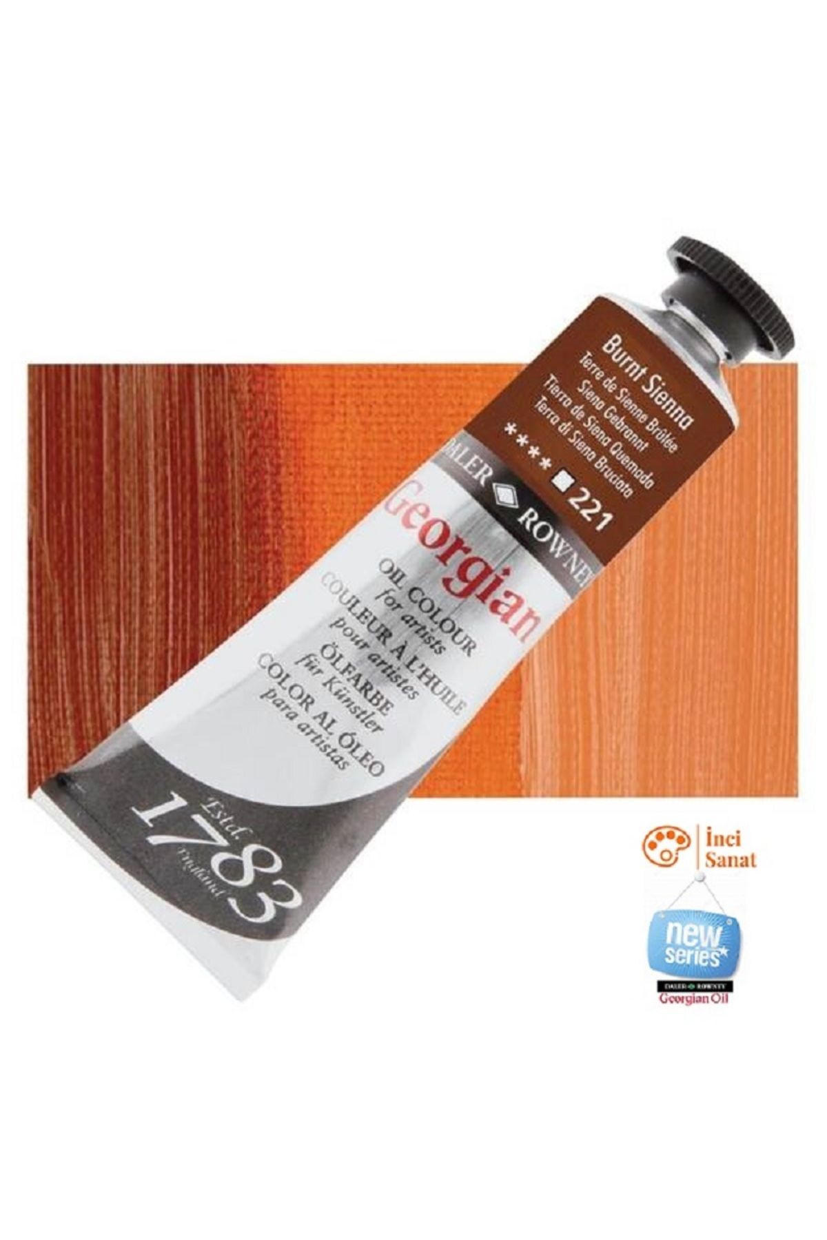 Daler Rowney Georgian N:221 Burnt Sienna Yağlı Boya 38ml Profesyonel Oil Colour New Series