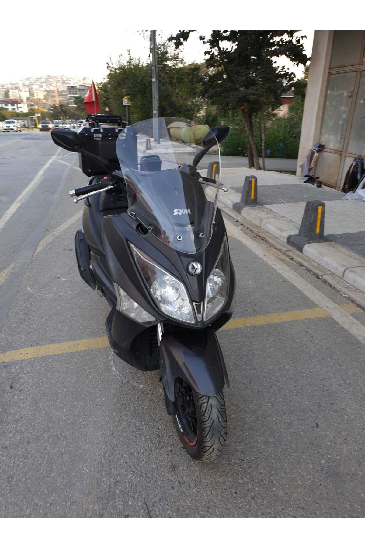 SYM Joymax 250 İ Siperlik Ön Cam 2013 2016 Model 54cm Şeffaf Renkli 4mm KISA SPOR CAM