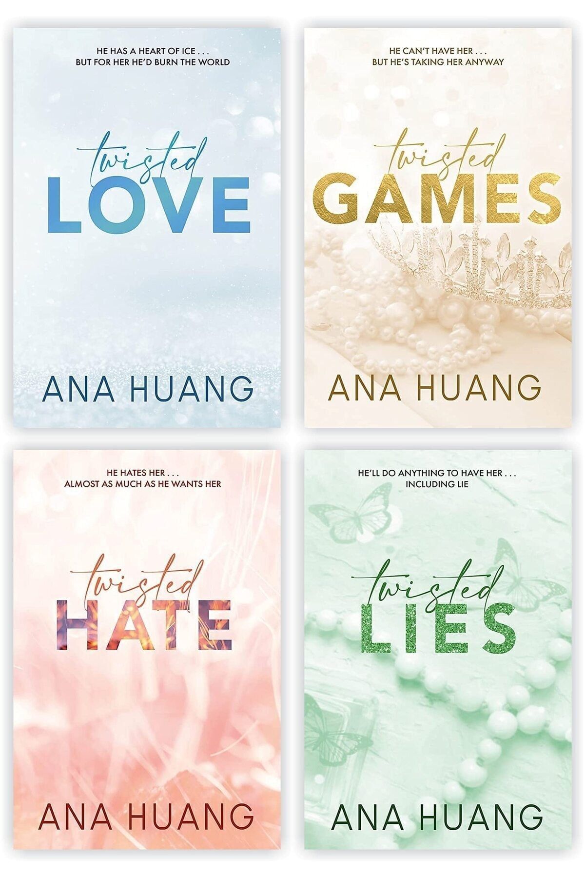 Piatkus UK Seria Twisted A Lui Ana Huang - Mollaşık In Love, Twisted Games, Twisted Hate Și Twisted Lies - Mărime unică