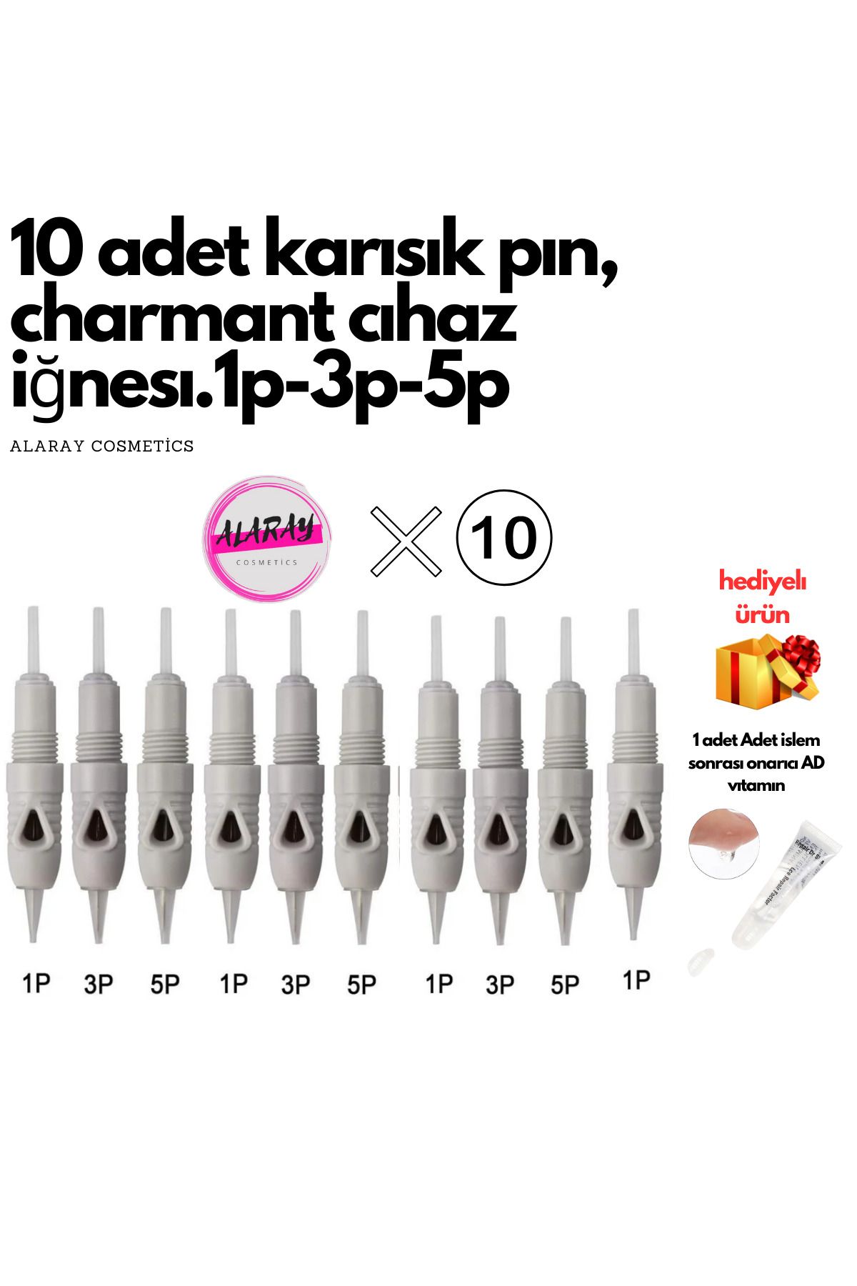 alaraycosmetics 10 Adet Karısık Pın, Charmant Cıhaz Iğnesı.1p-3p-5p-after Krem Hedıyelı