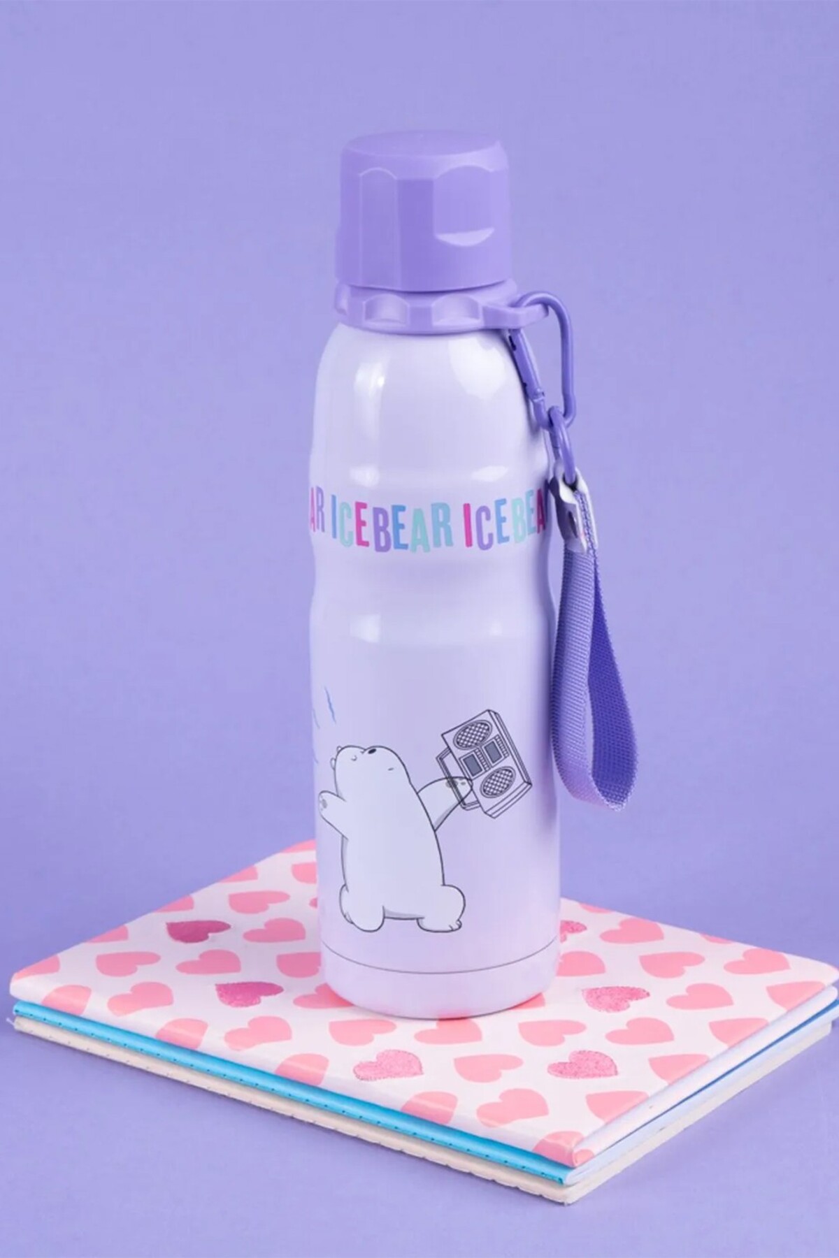 Miniso We Bare Bears Lisanslı Tutma İpli Termos (600ml) - Kutup Ayı fotoğrafı 4 (önizleme)