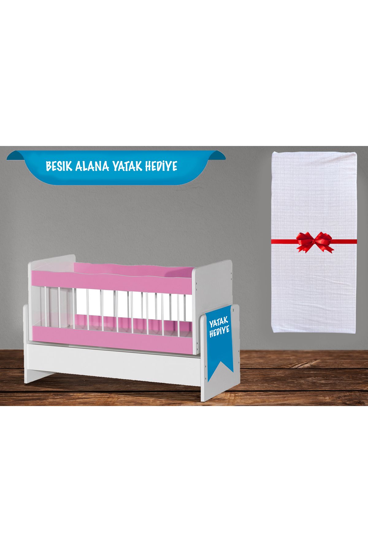 temosan Sallanır Mavi Bebek Beşiği, Yataklı 45 X 100