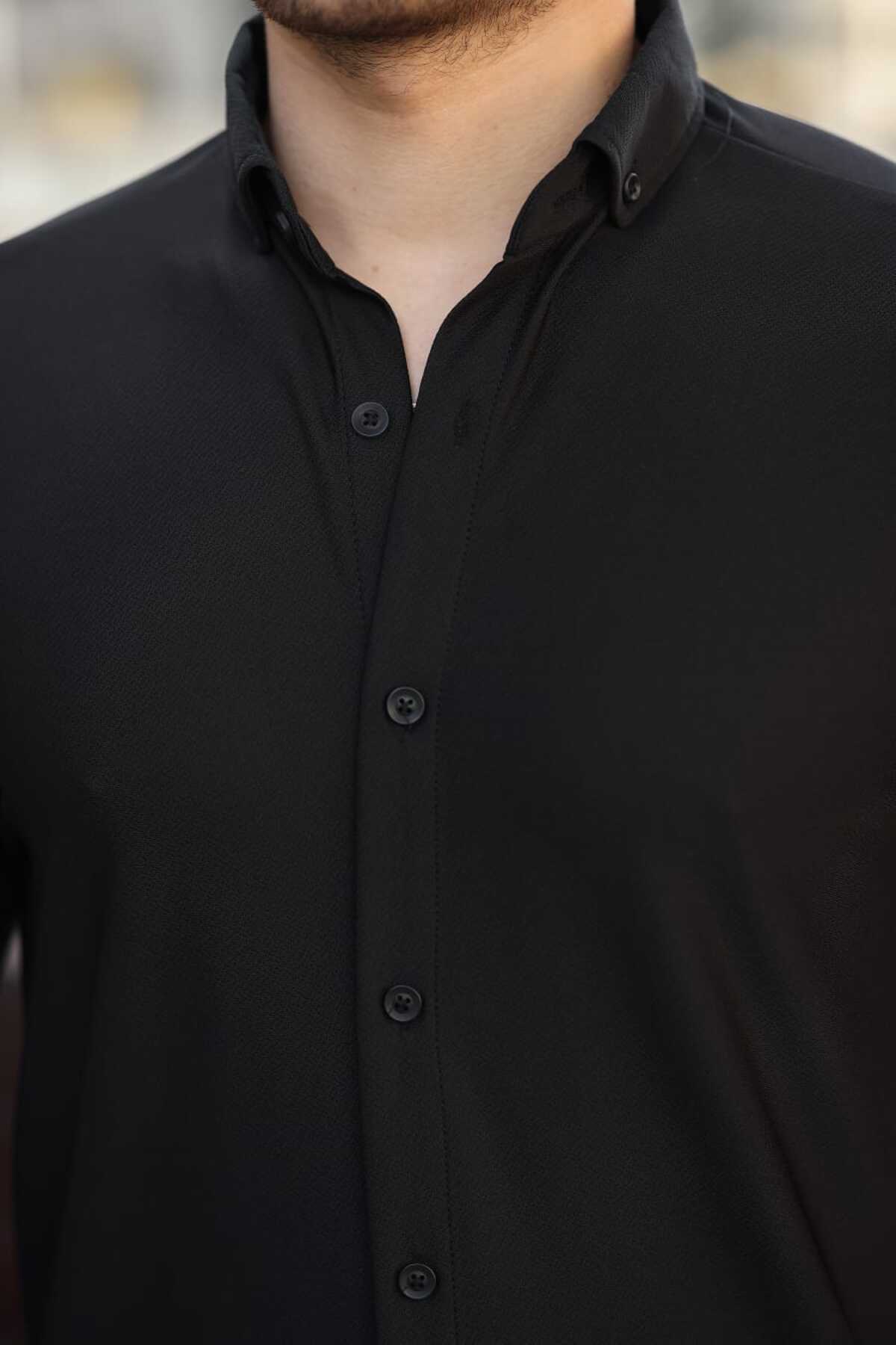 YŞRLİNE COLLECTİON  YŞR VENEDİK KUMAŞ UZUN KOL DAR KESIM ERKEK GOMLEK - Görsel 3