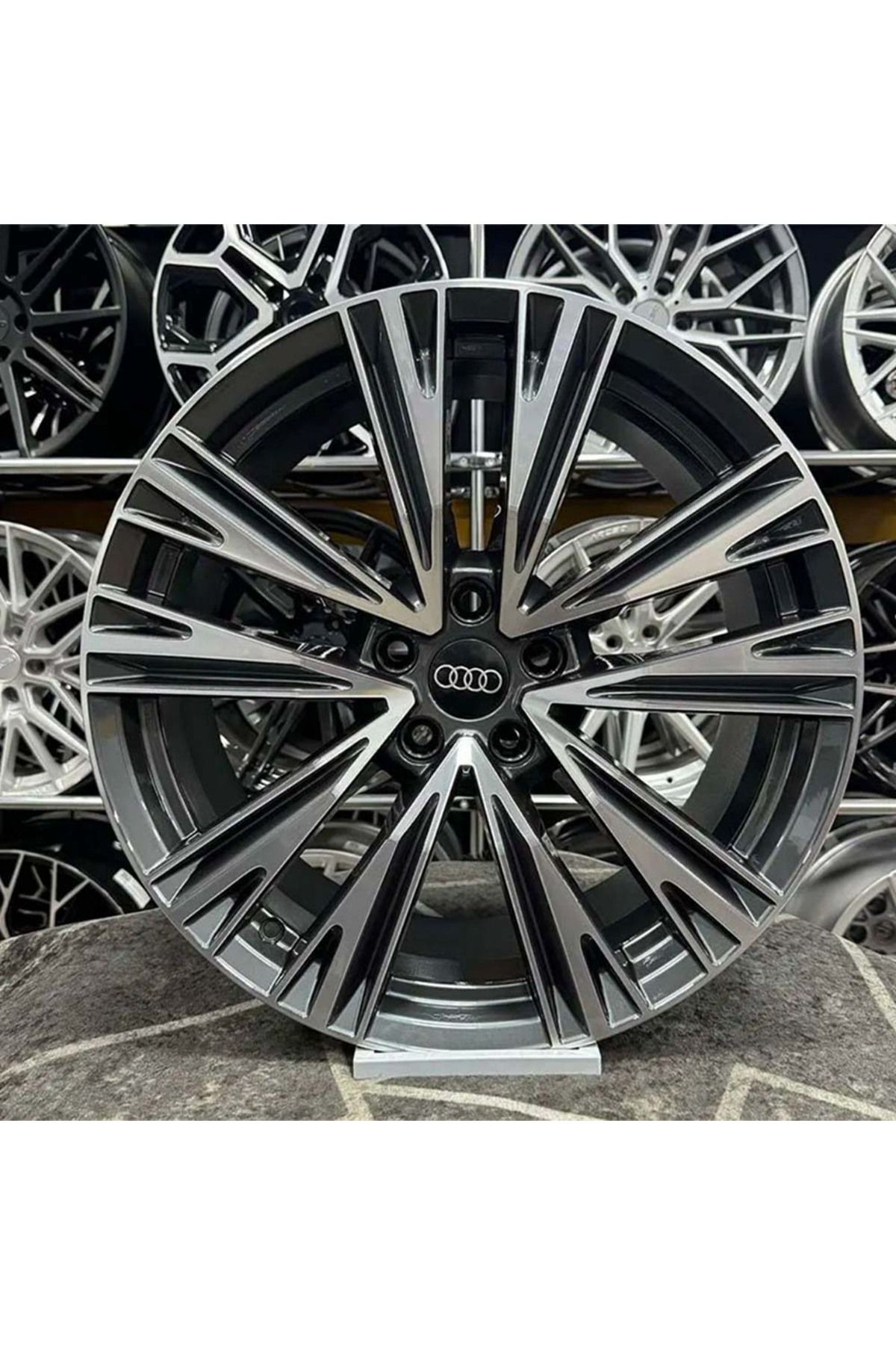 kormetal 20 inç 5x112 AUDİ A4 A6 A8 UYUMLU Siyah Elmas Kesim Jant (4 ADET)