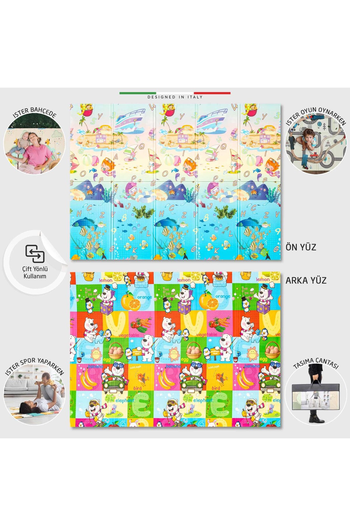 Elele Mare Katlanabilir Oyun Matı Oyun Halısı 180x200x1,5 Cm XFD314 Mare fotoğrafı 2 (önizleme)