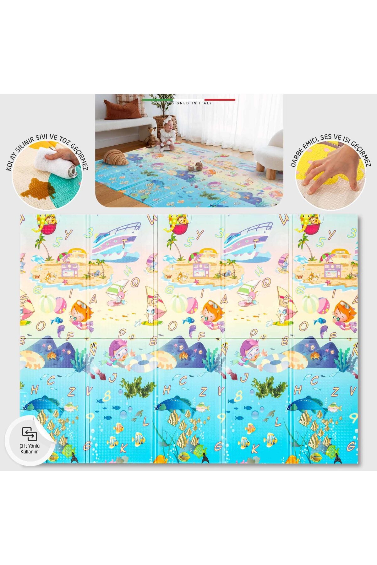 Elele Mare Katlanabilir Oyun Matı Oyun Halısı 180x200x1 Cm XFD214 Mare