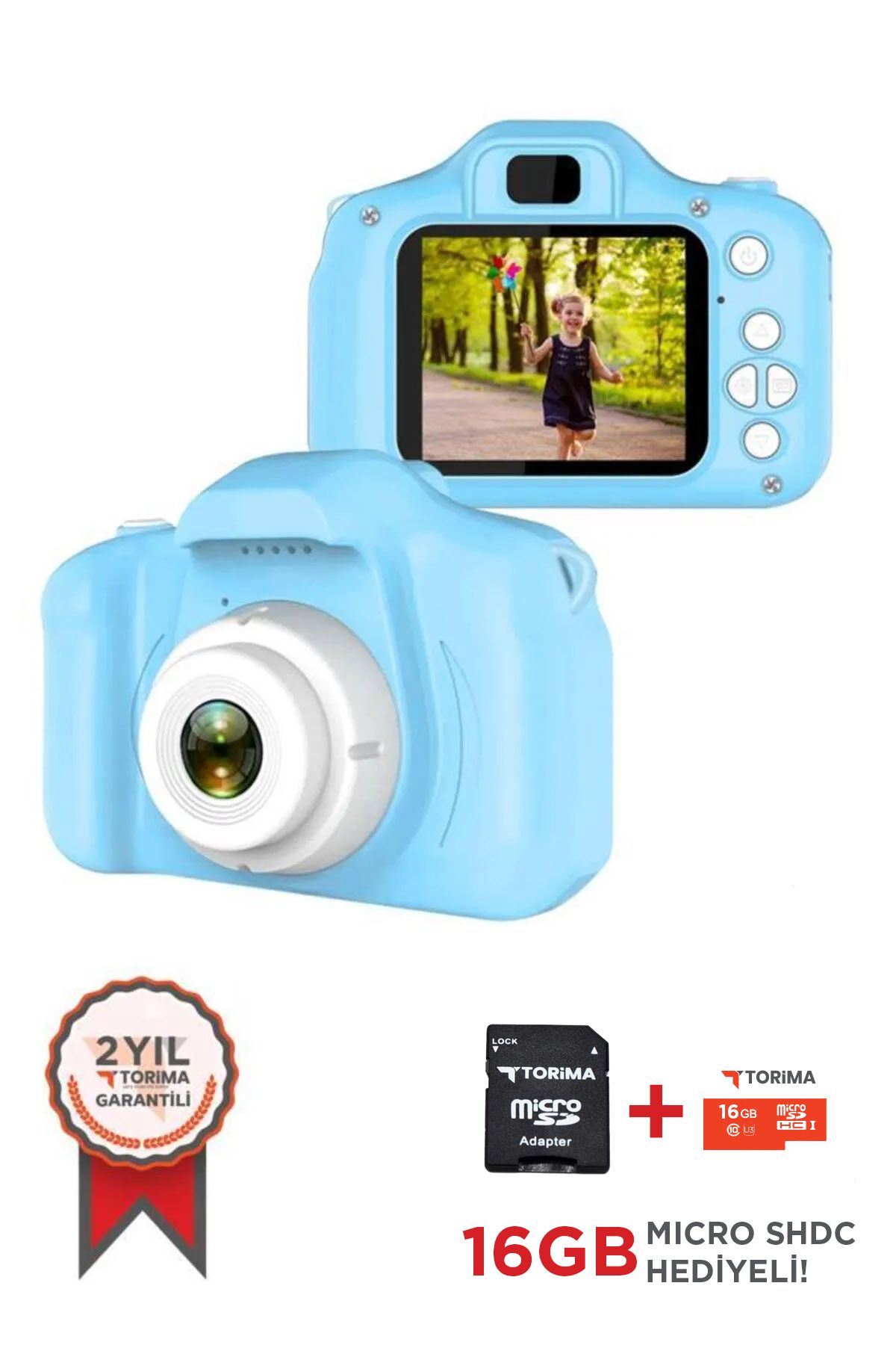 Torima Mavi Renk CMR7 + SD Card Hediyeli 1080p Hd Çocuk Kamera Dijital Fotoğraf Makinesi