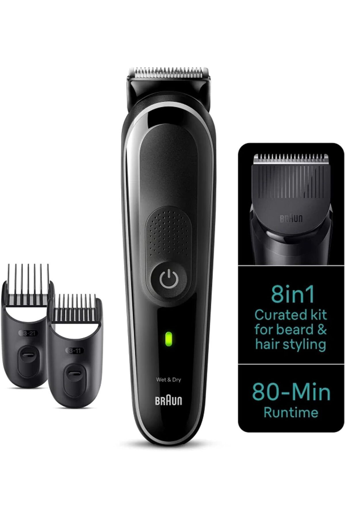Braun-مجموعة أدوات الحلاقة المتعددة 8 في 1 السلسلة 3، وقت تشغيل 80 دقيقة، شفرة حادة للغاية، حقيبة - MGK 3440 3