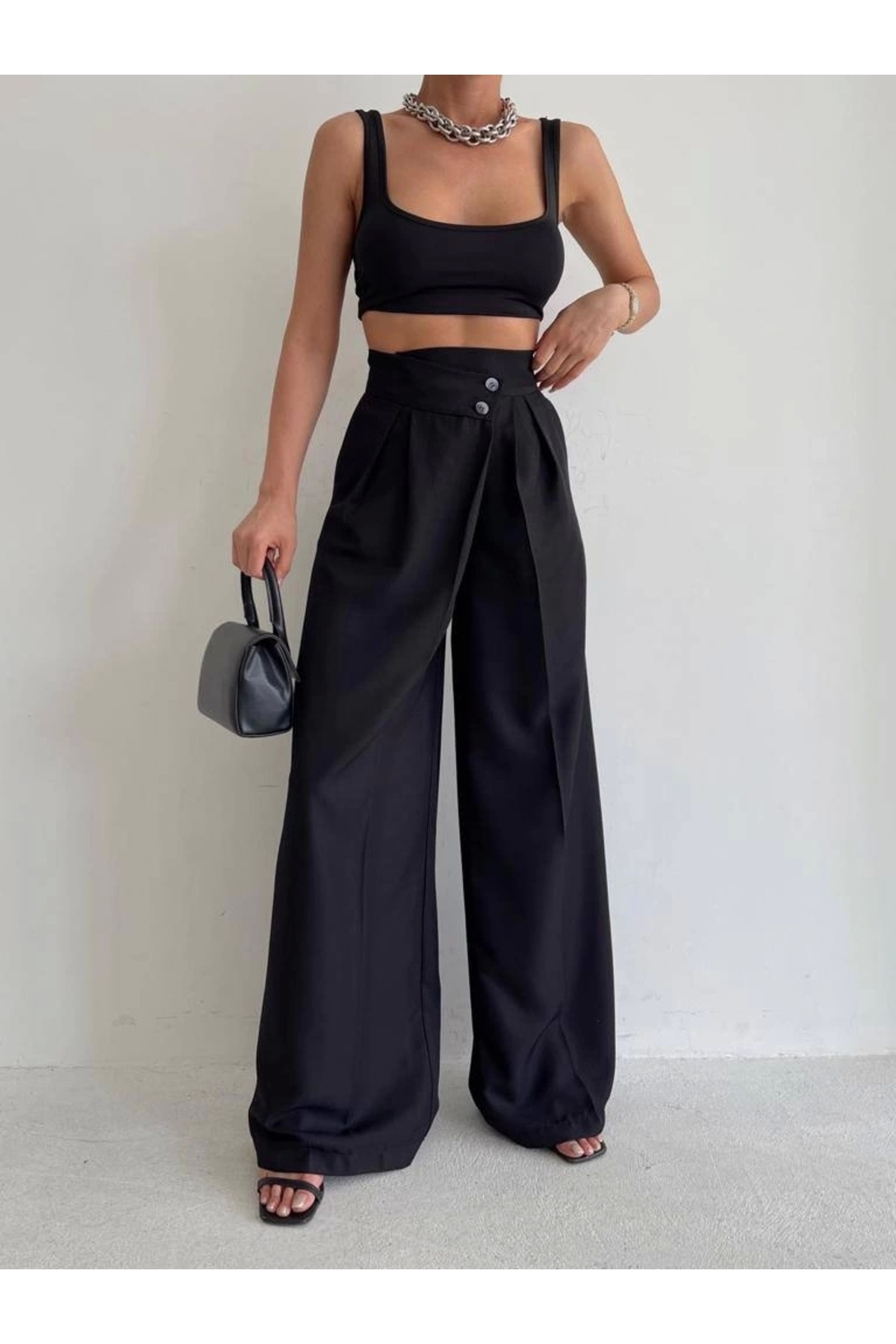 Atlas Kumaş Palazzo Pantolon