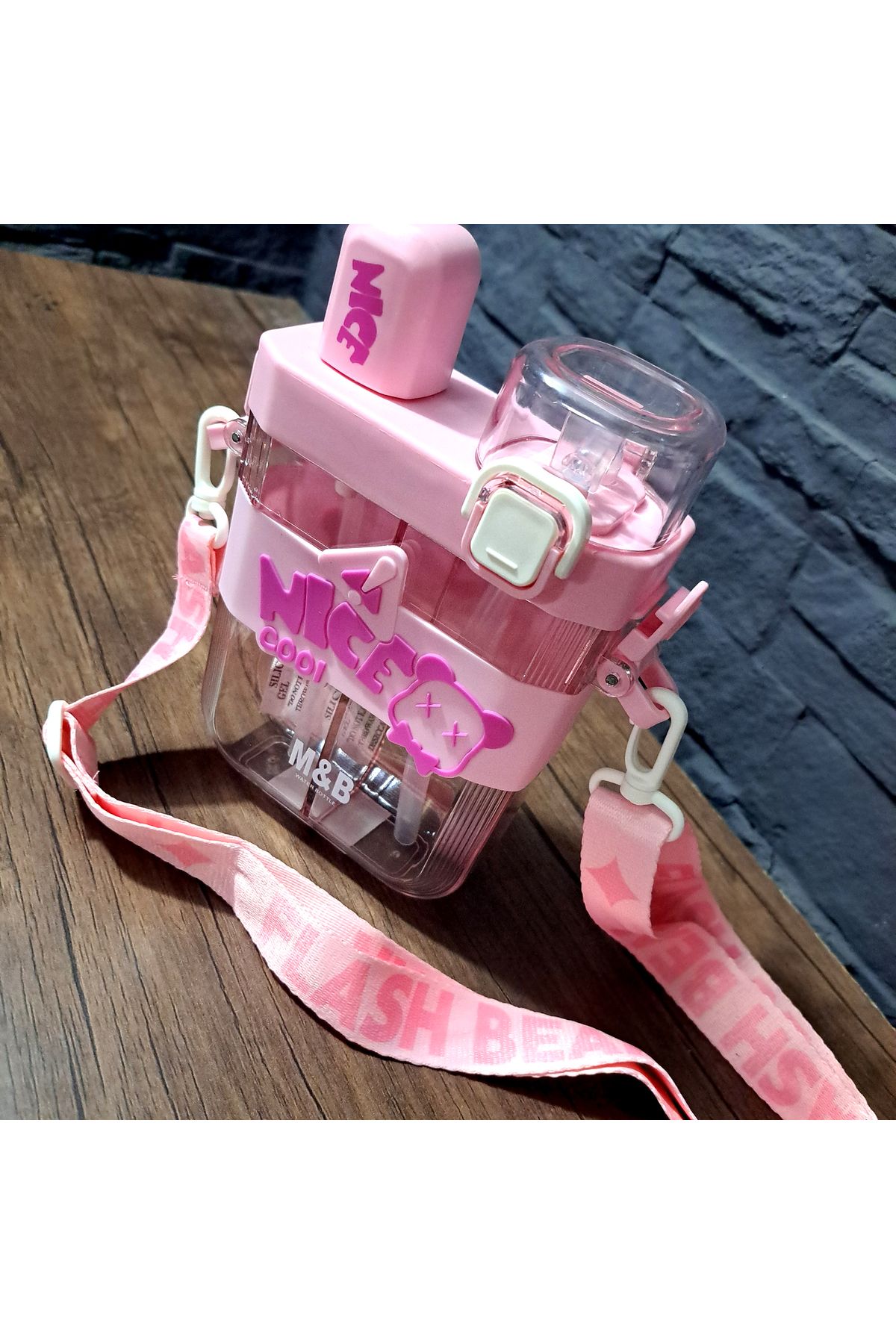 ALYTOYS-Water Bottle Two Separate Sections Push Button Pop up Lid 20X13Cm 600Mltr Hanging Lid Product 3
