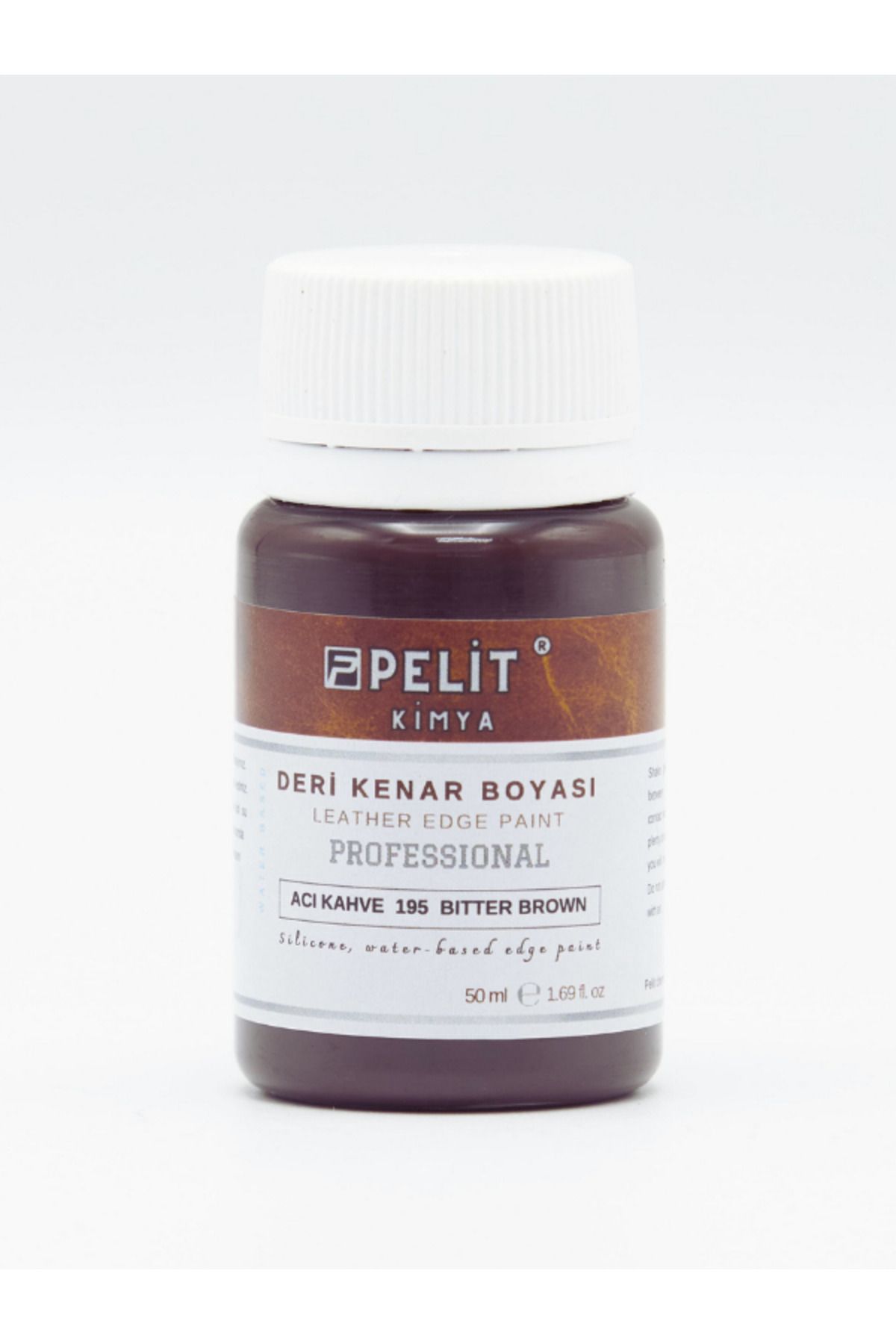 Pelitkimya DERİ KENAR BOYASI ACI KAHVE 50 ML PROFESYONEL DERİ HOBİ LEATHER EDGE PAINT BITTER BROWN