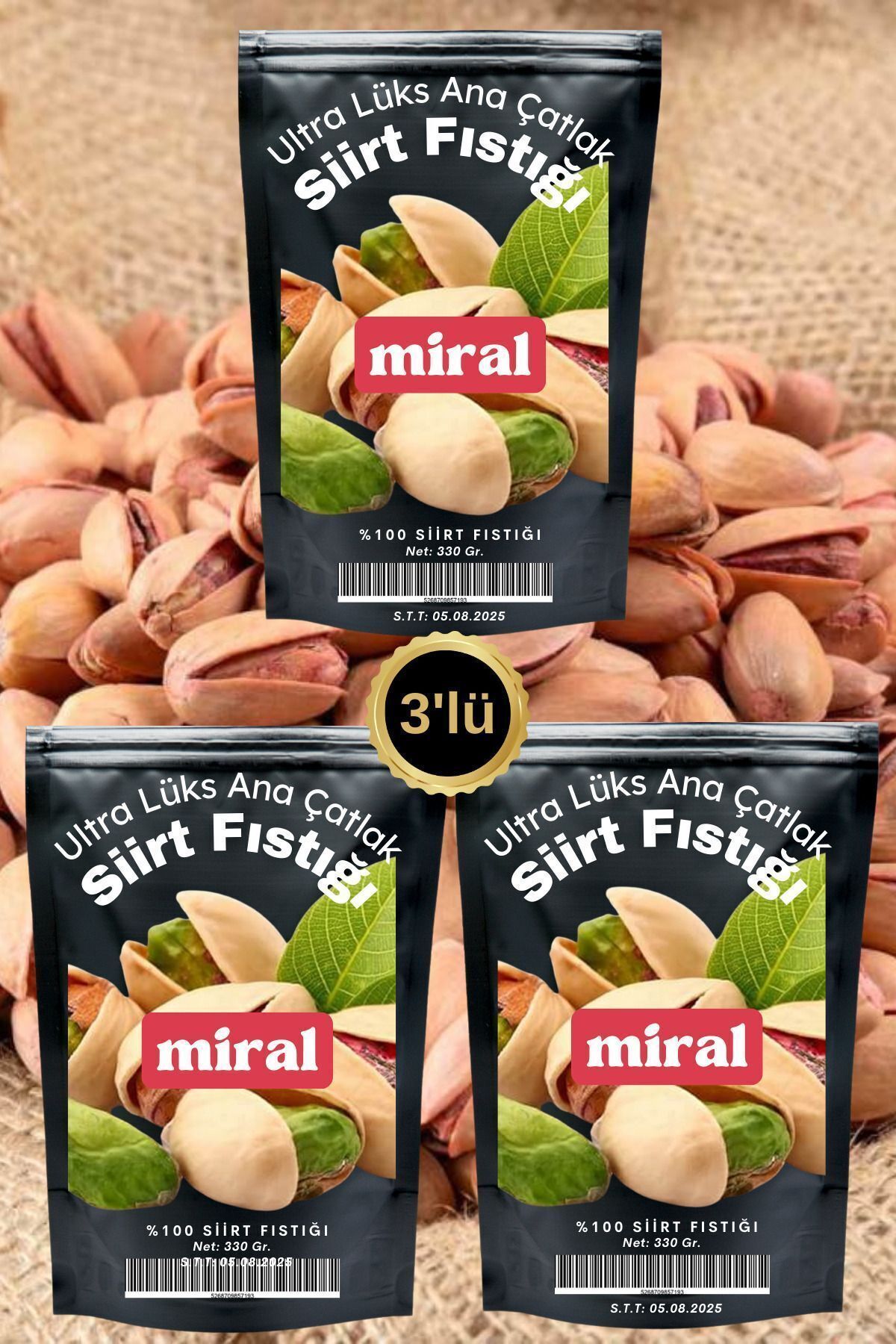 miral Birinci Kalite Ana Çatlak Siirt Fıstığı 1 Kg