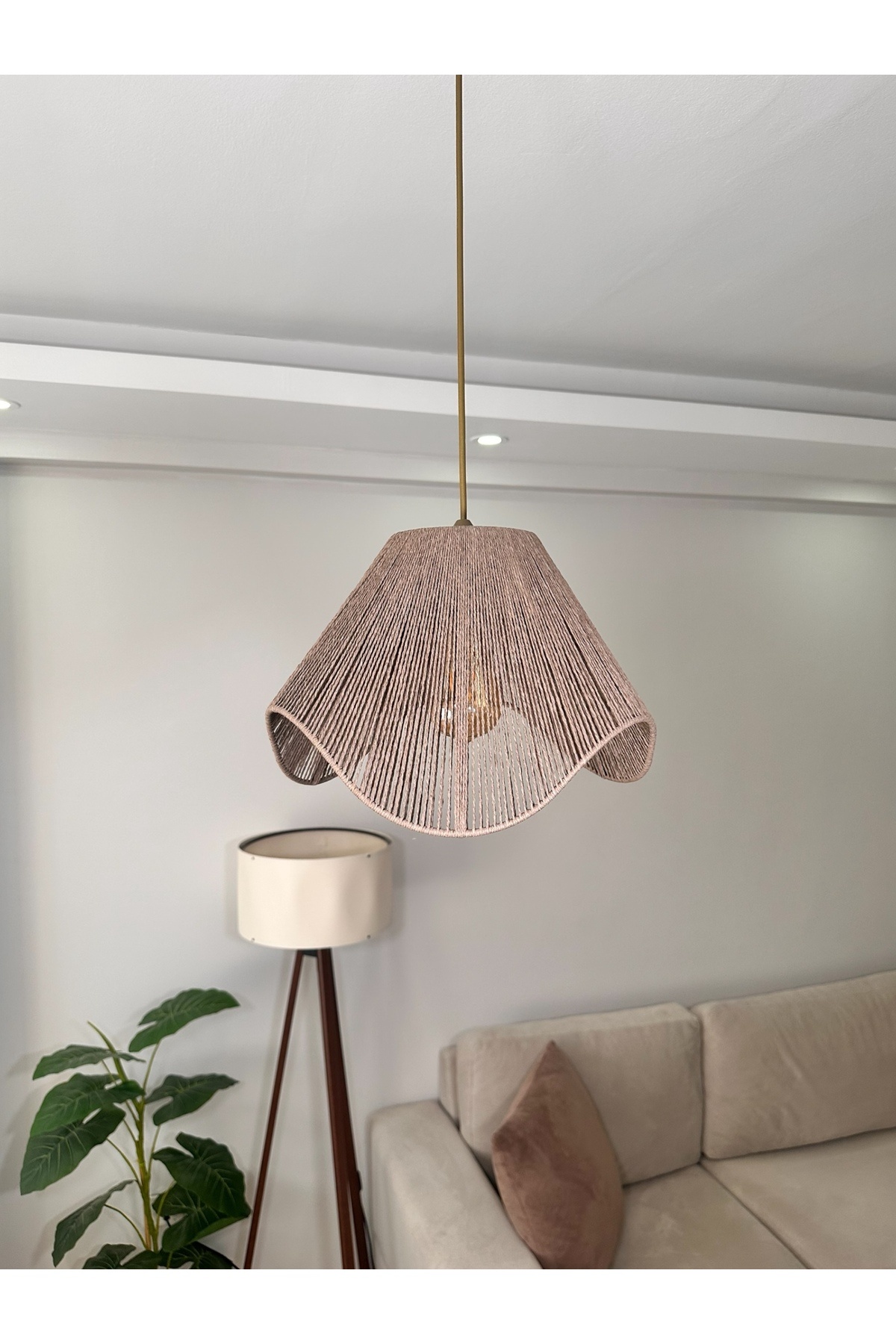 KorFam-Wicker Handmade Bohemian Asymmetrical Shaped Rustic Chandelier 4