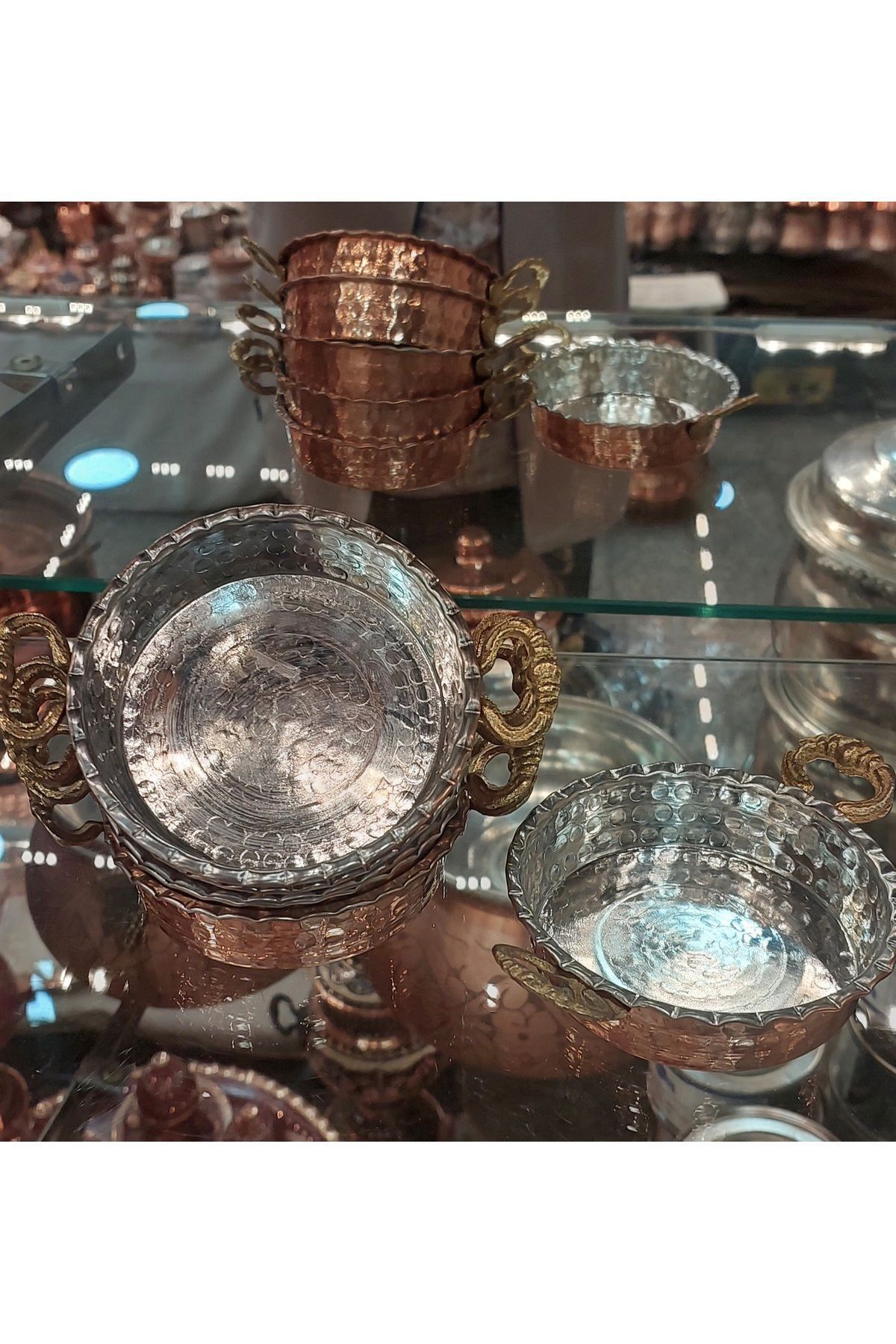 Bakır Center-6 Pieces Large Size 12 cm Copper Breakfast Set - Nuts Bowl Medium Size 3